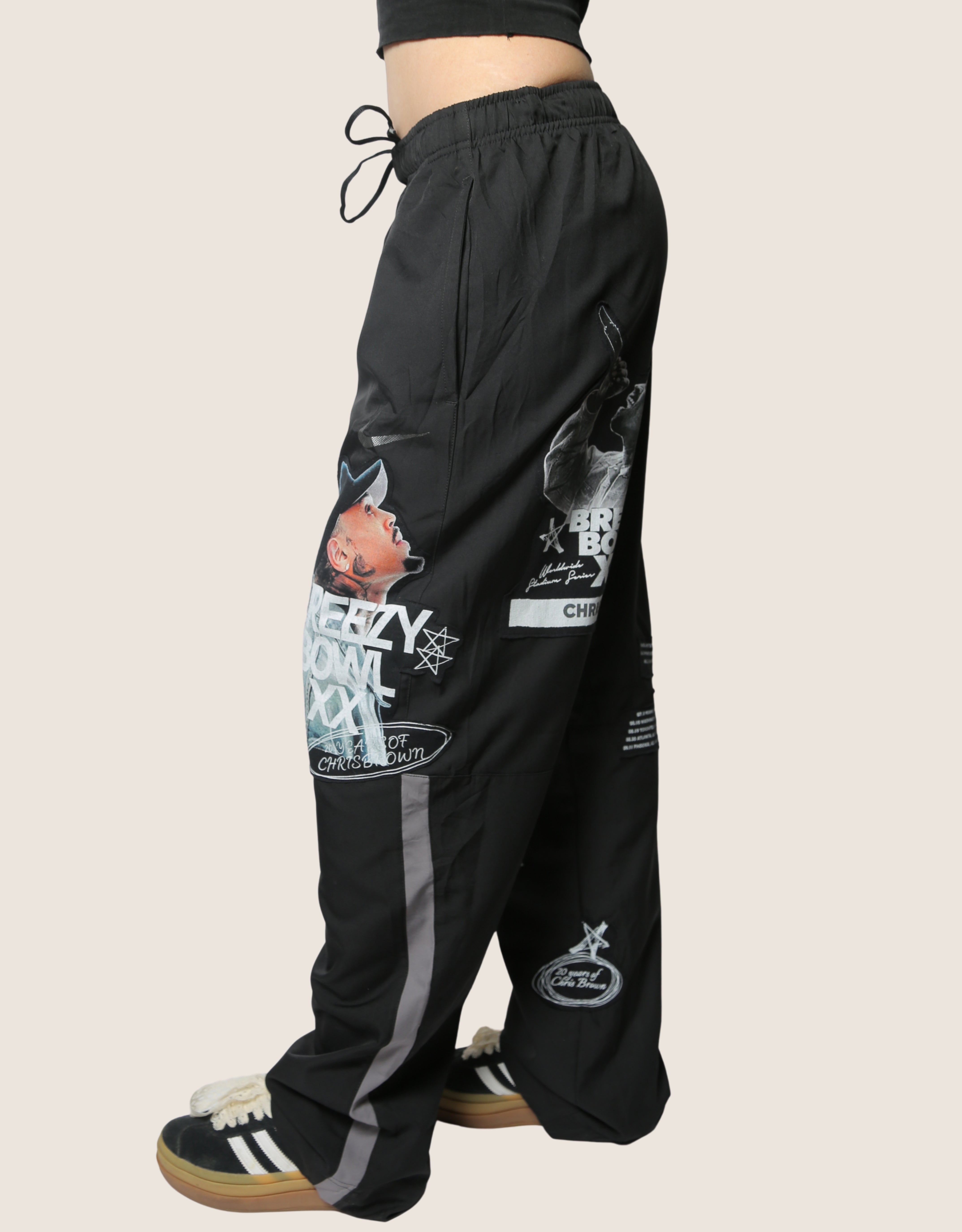 breezy bowl patched track pants