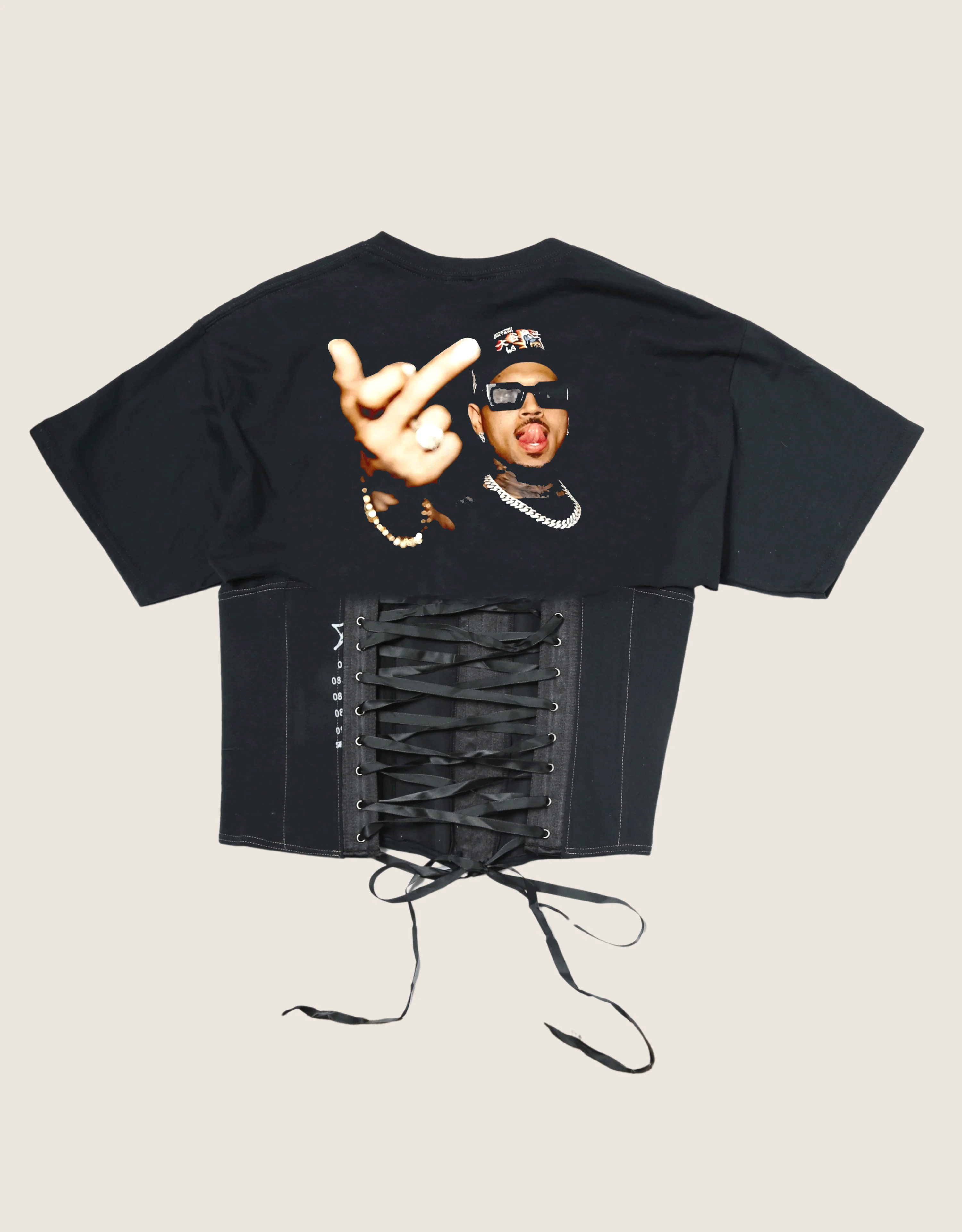custom Chris Brown finger snap corset t shirt