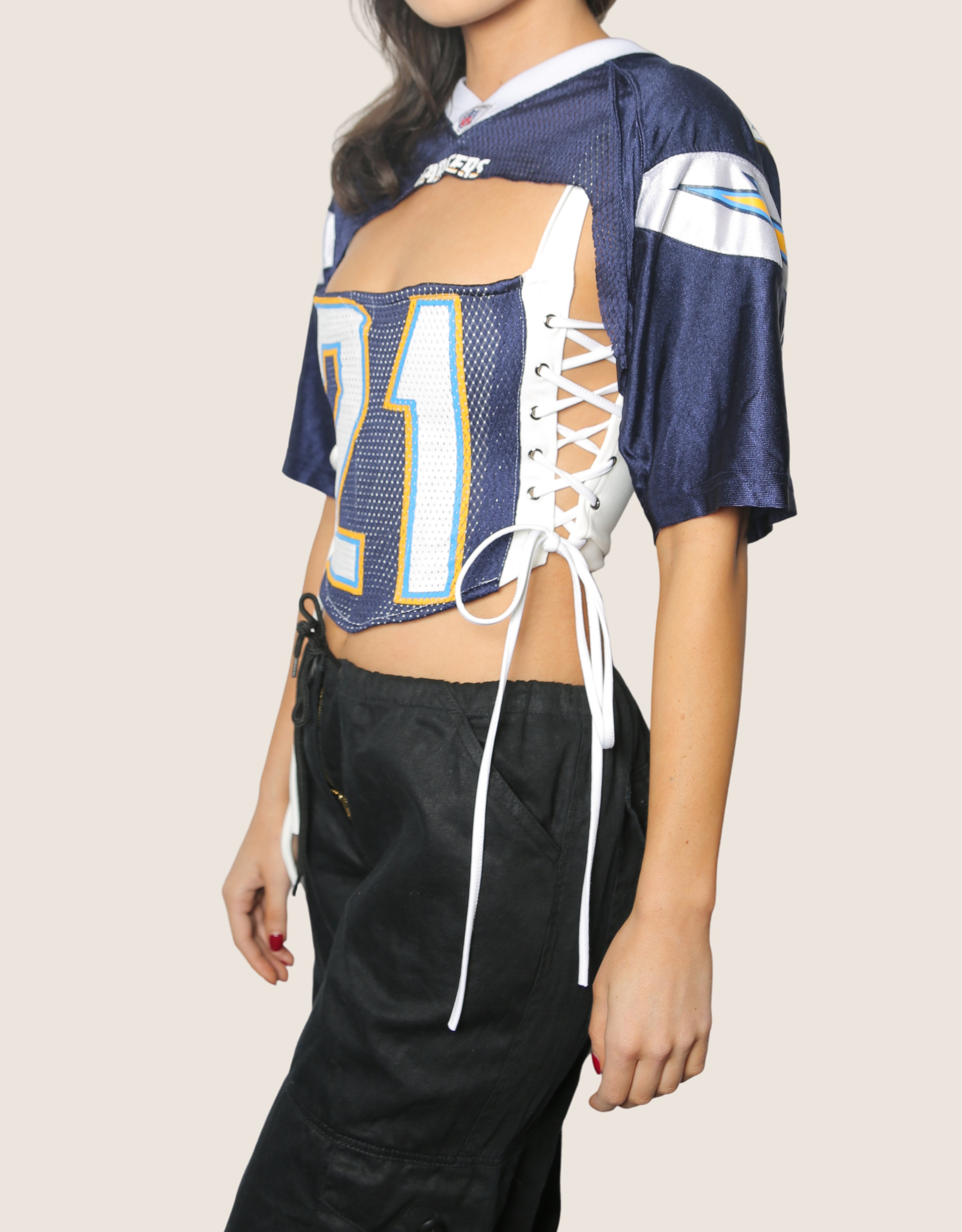 chargers reworked corset with matching shrug (S/M)