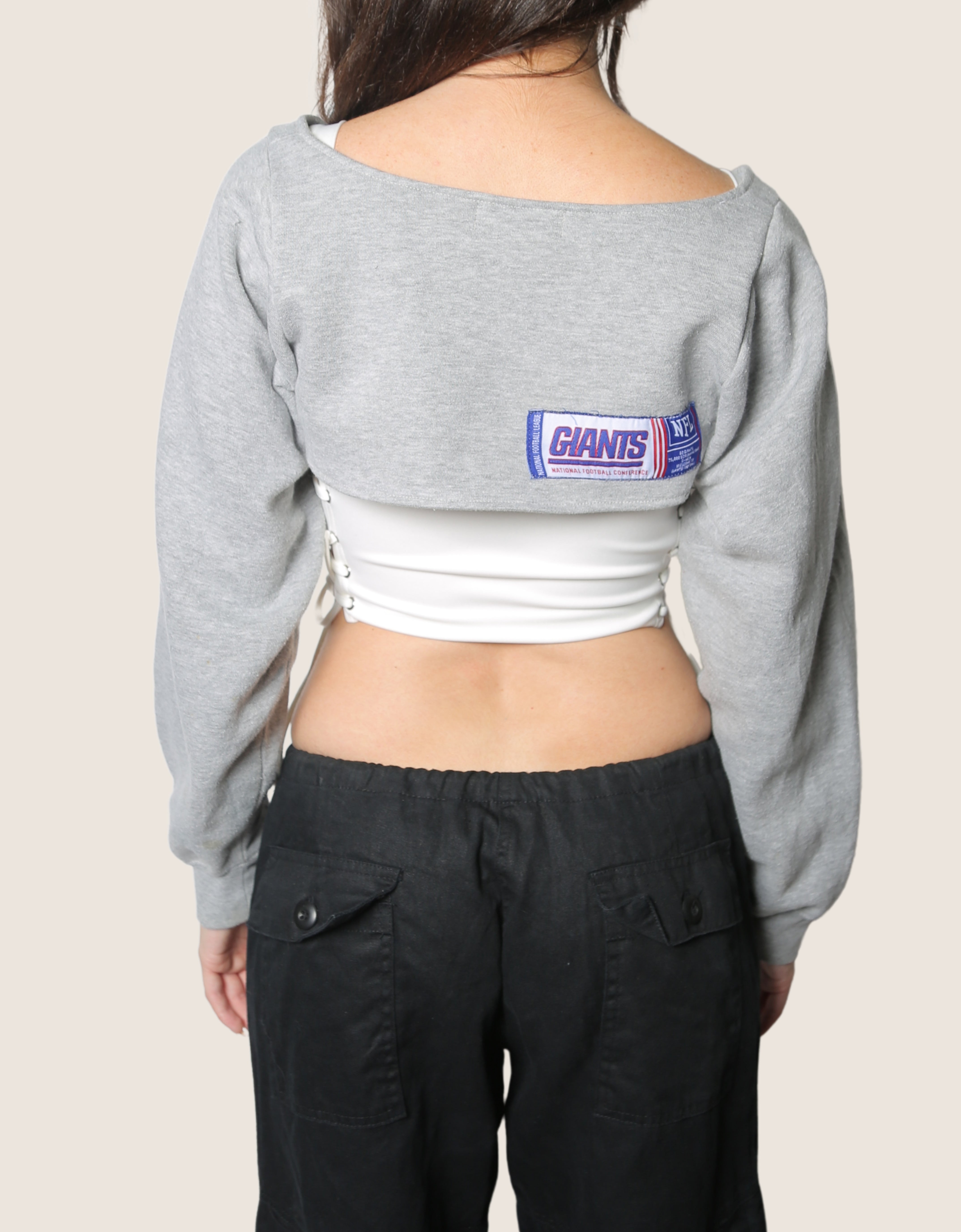 ny giants reworked side lace corset with sweatshirt shrug (small)