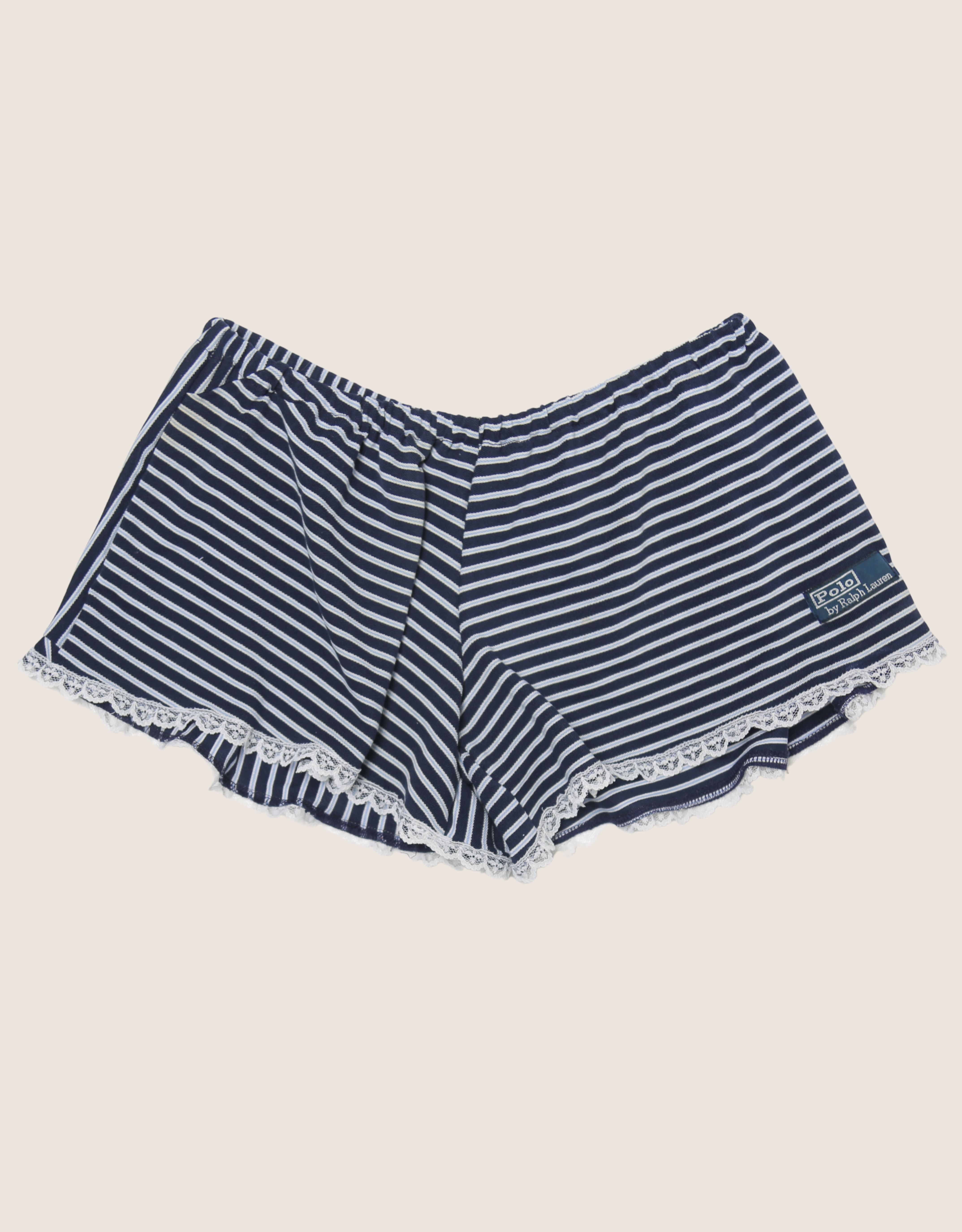 navy striped polo reworked mini shorts (M)