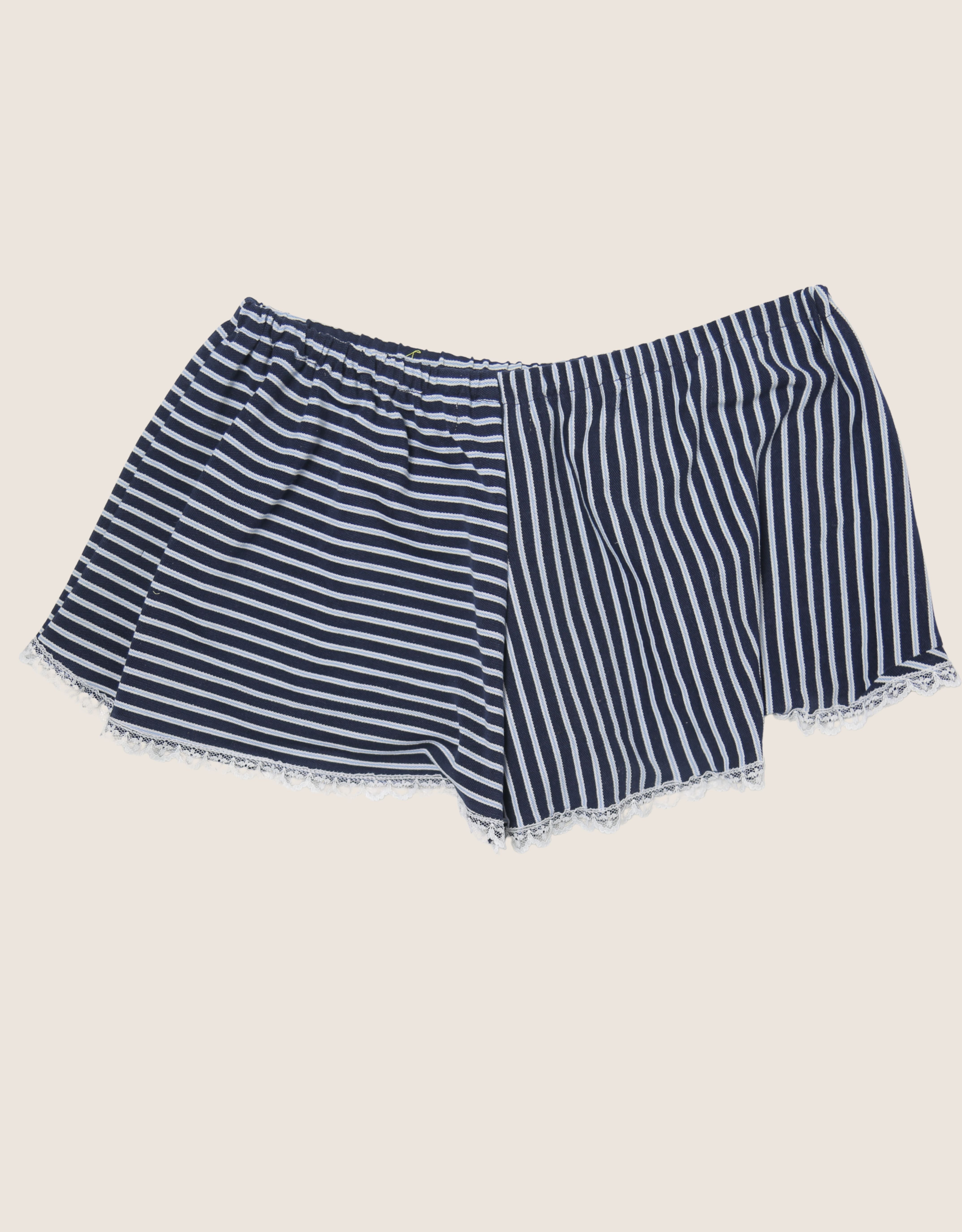 navy striped polo reworked mini shorts (M)