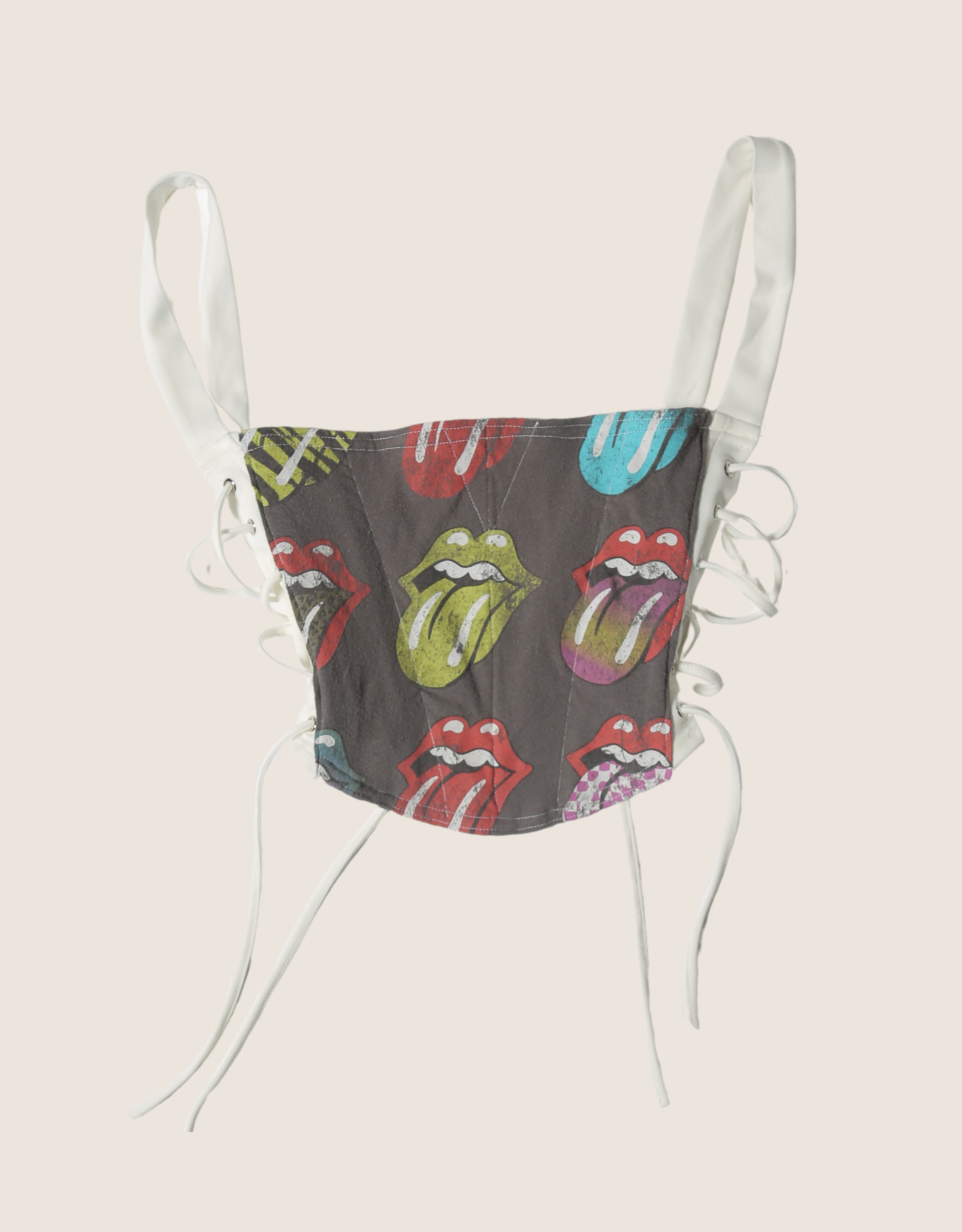 rolling stone grey side lace cropped corset (small)