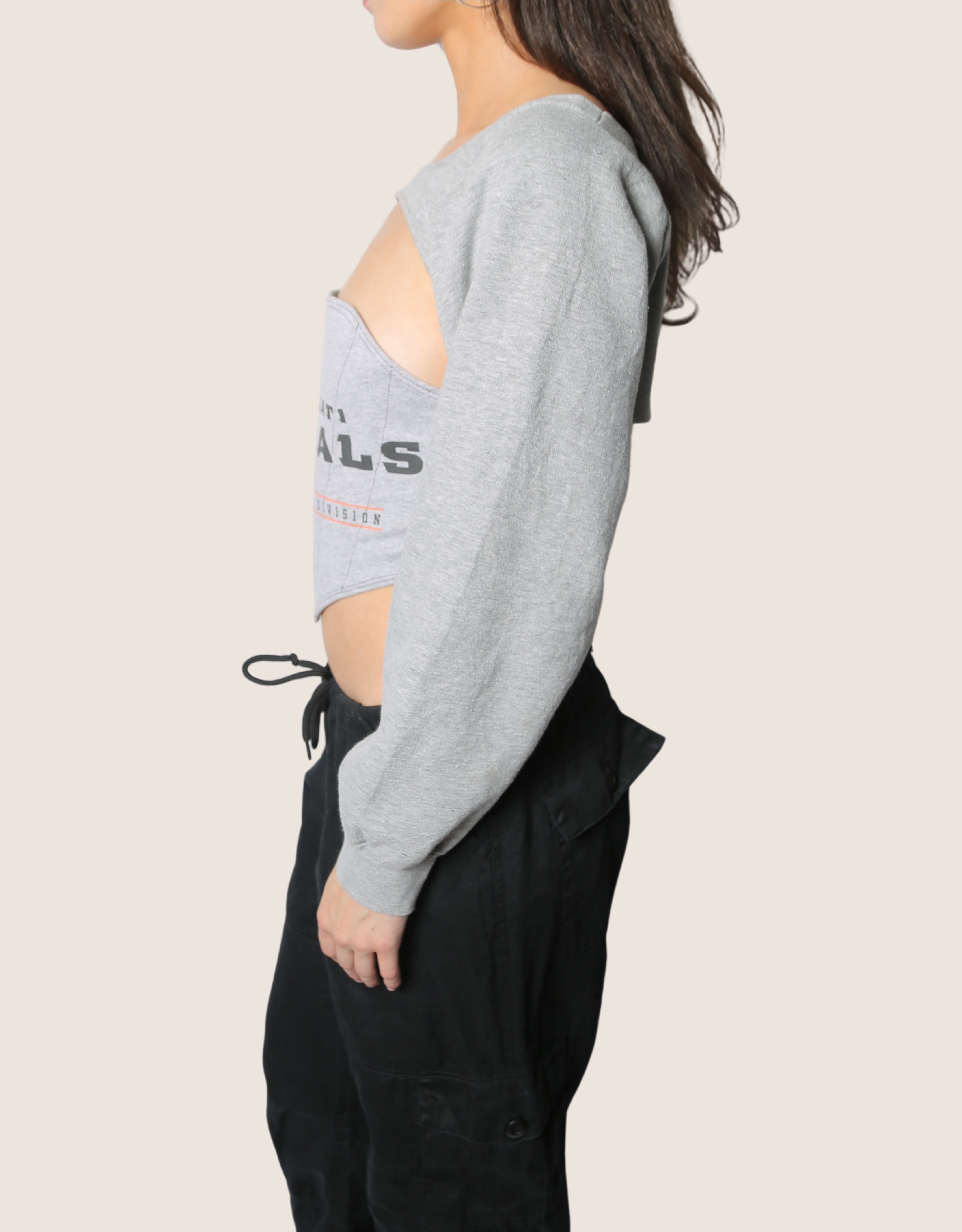 bengals reworked corset with sweatshirt shrug (small/medium)