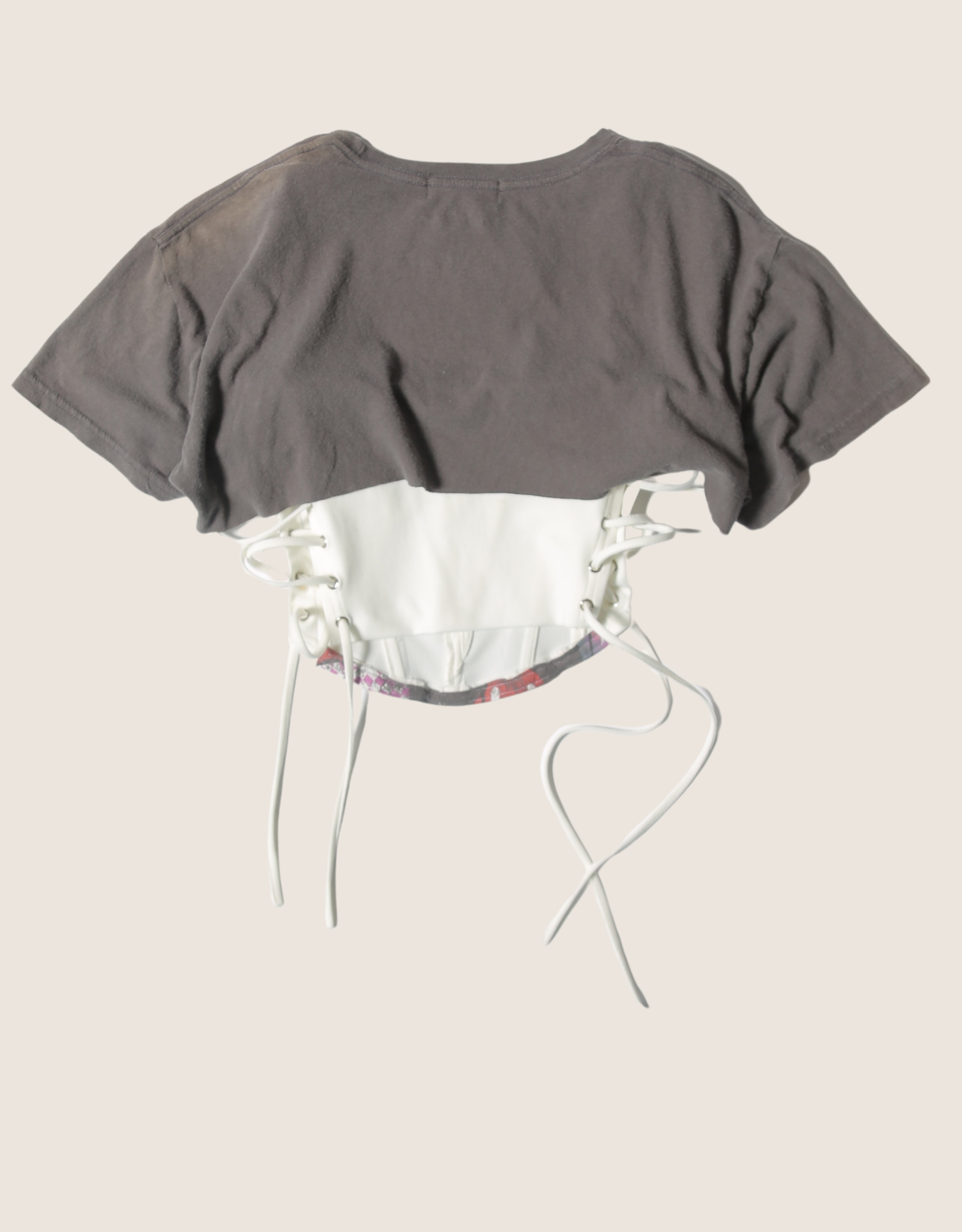 rolling stone grey side lace cropped corset (small)