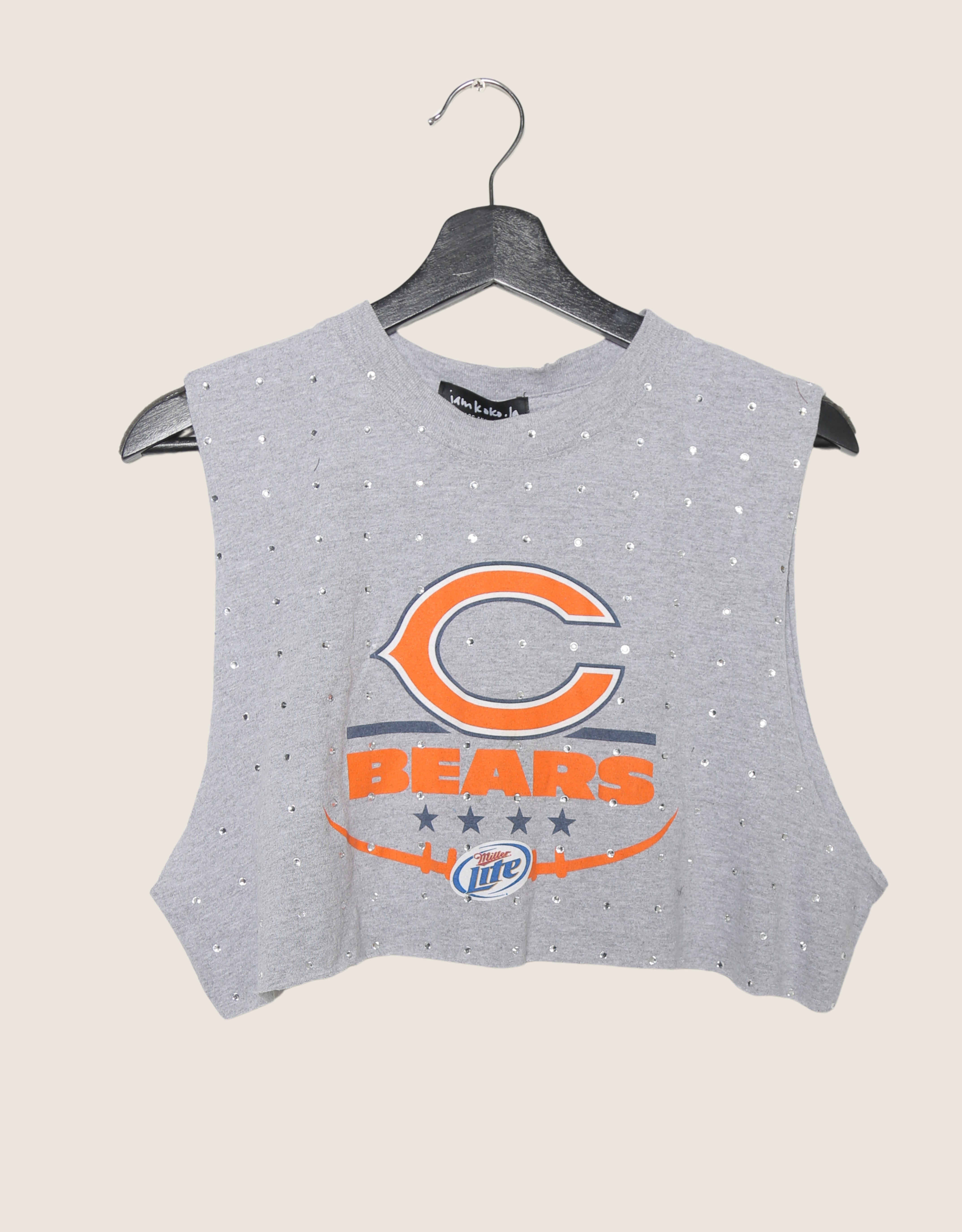 grey chicago bears rhinestone muscle tank