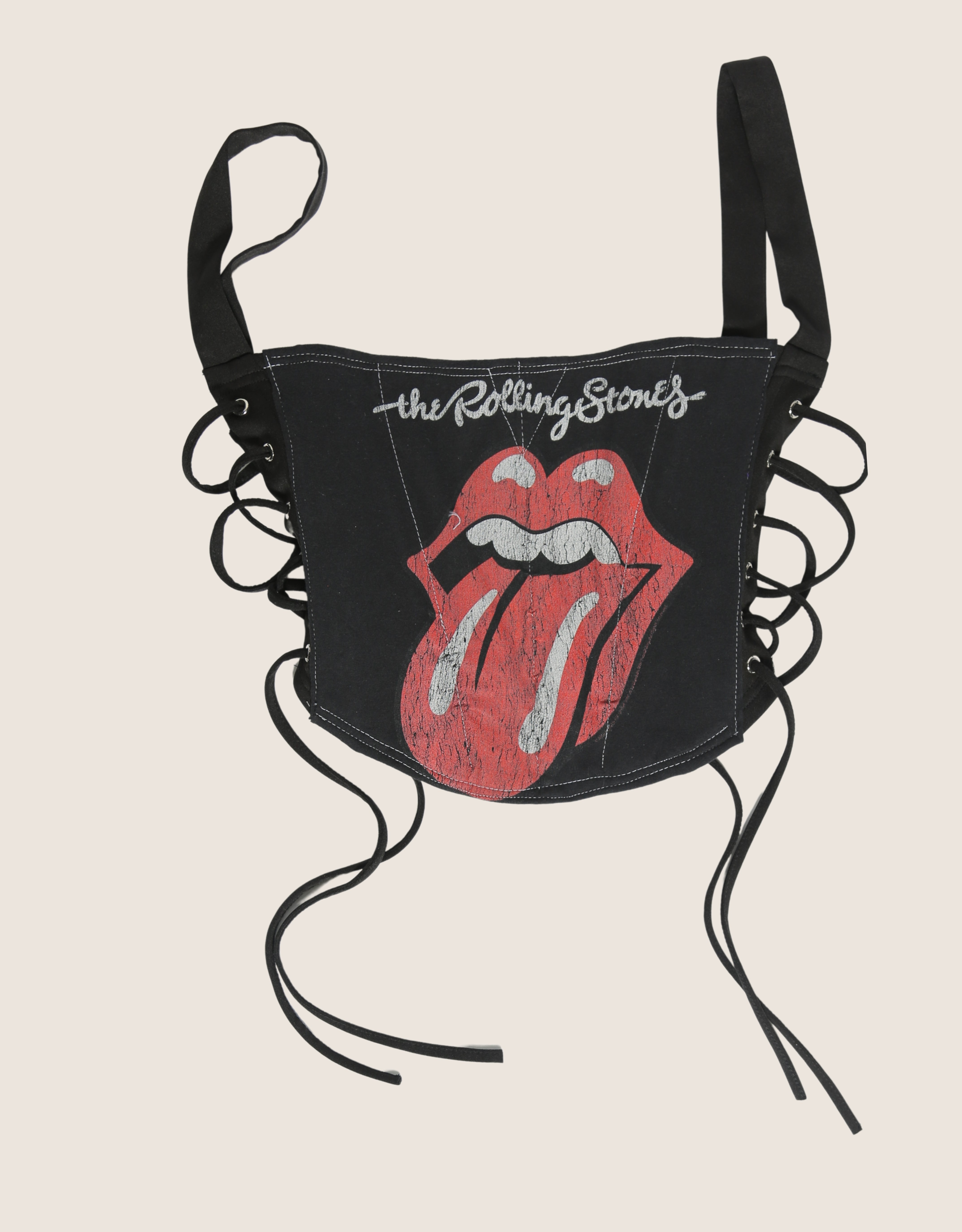 rolling stones side lace cropped corset (small)