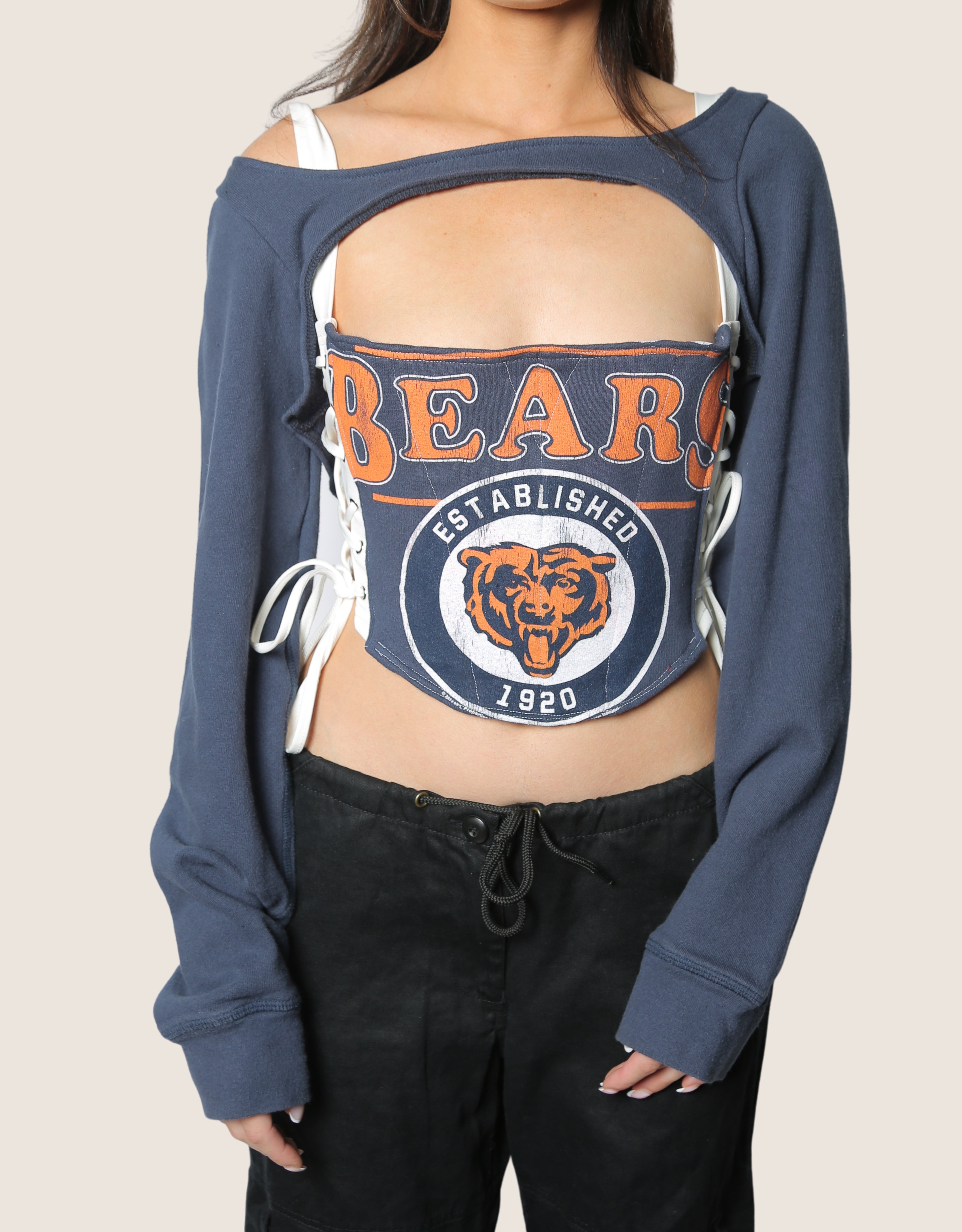 bears reworked side lace corset with sweatshirt shrug (small)