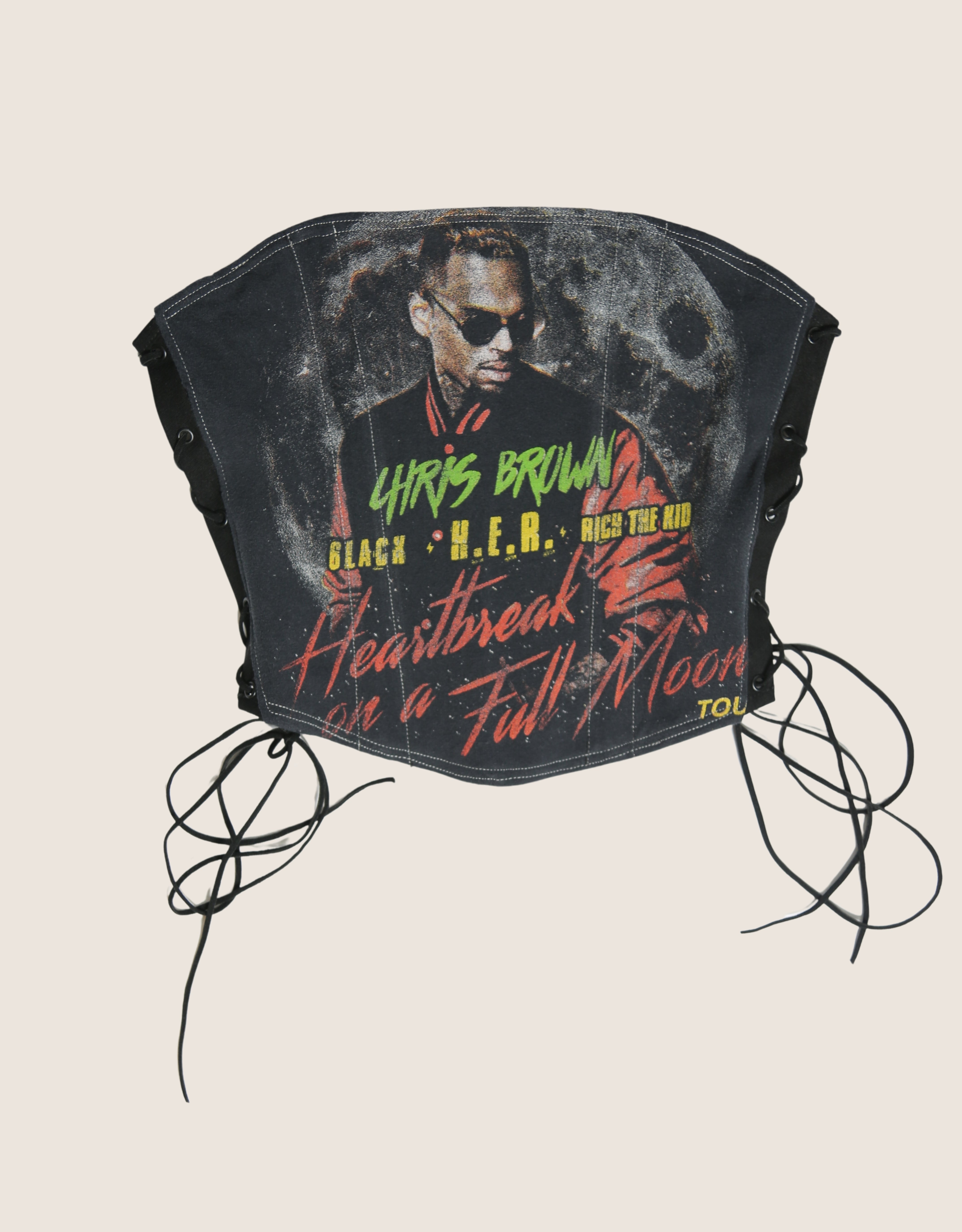 chris brown side lace strapless corset