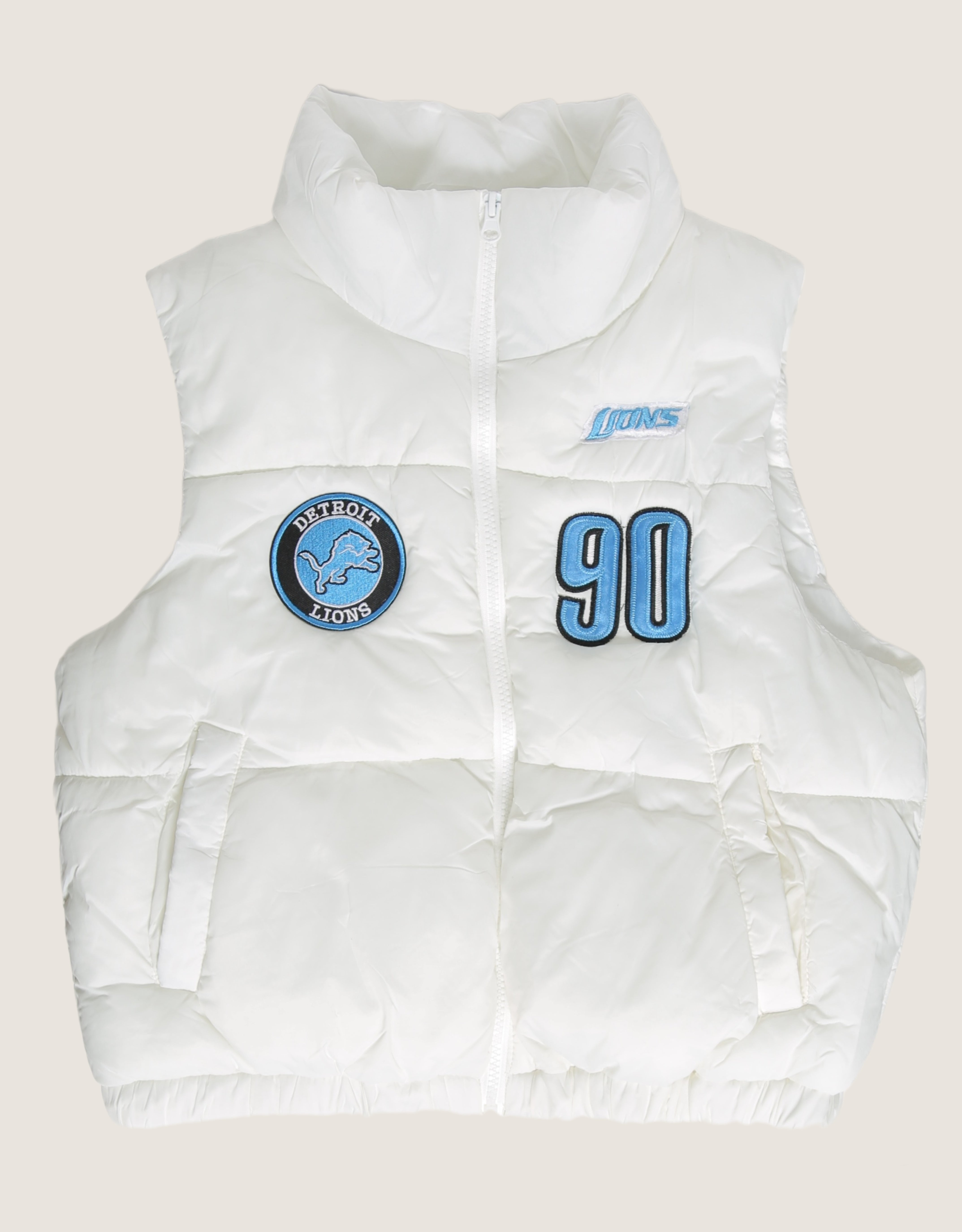 Detroit Lions 90 patched reworked puffer vest