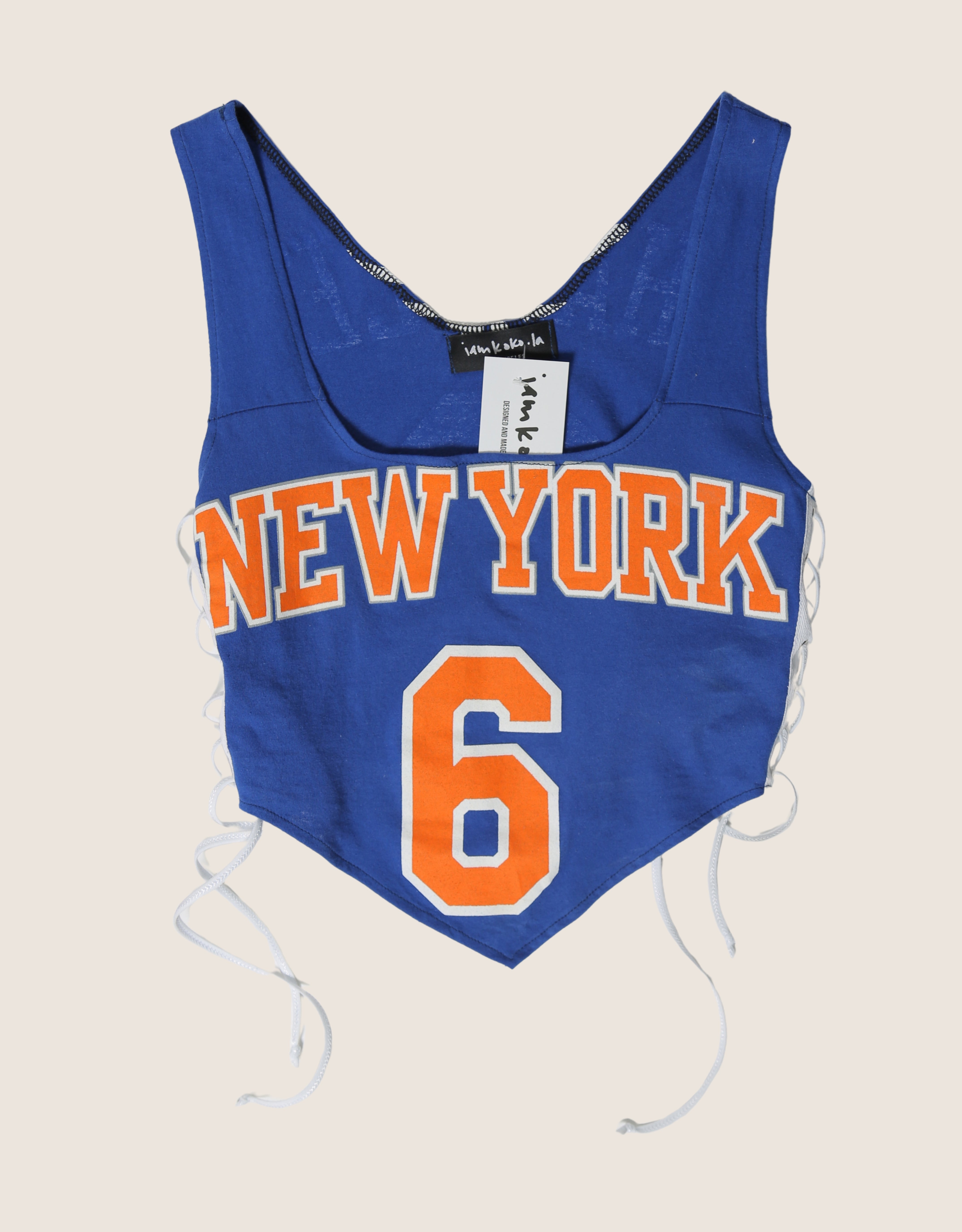 new york knicks reworked side lace tank top