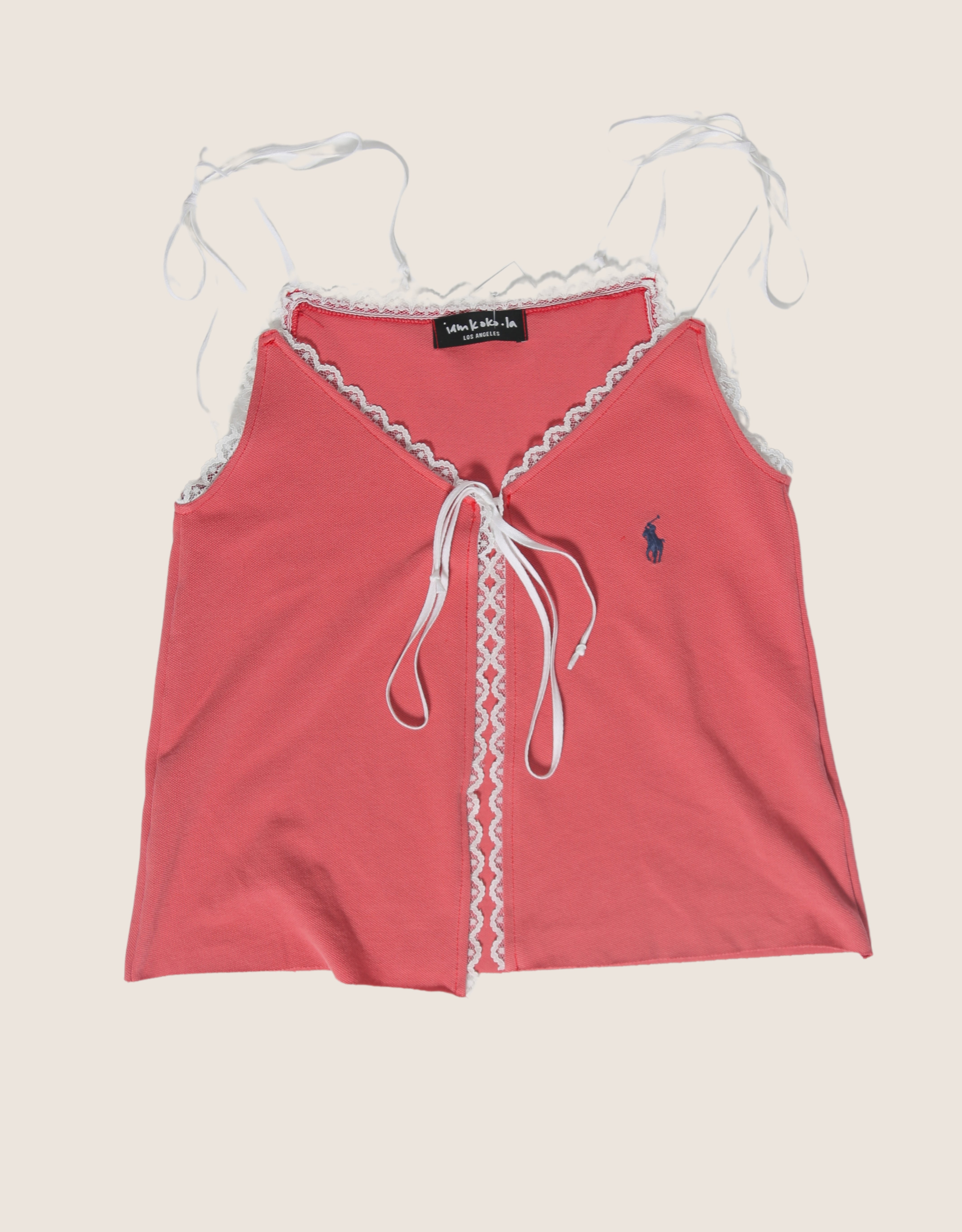 rose polo reworked tie front tank