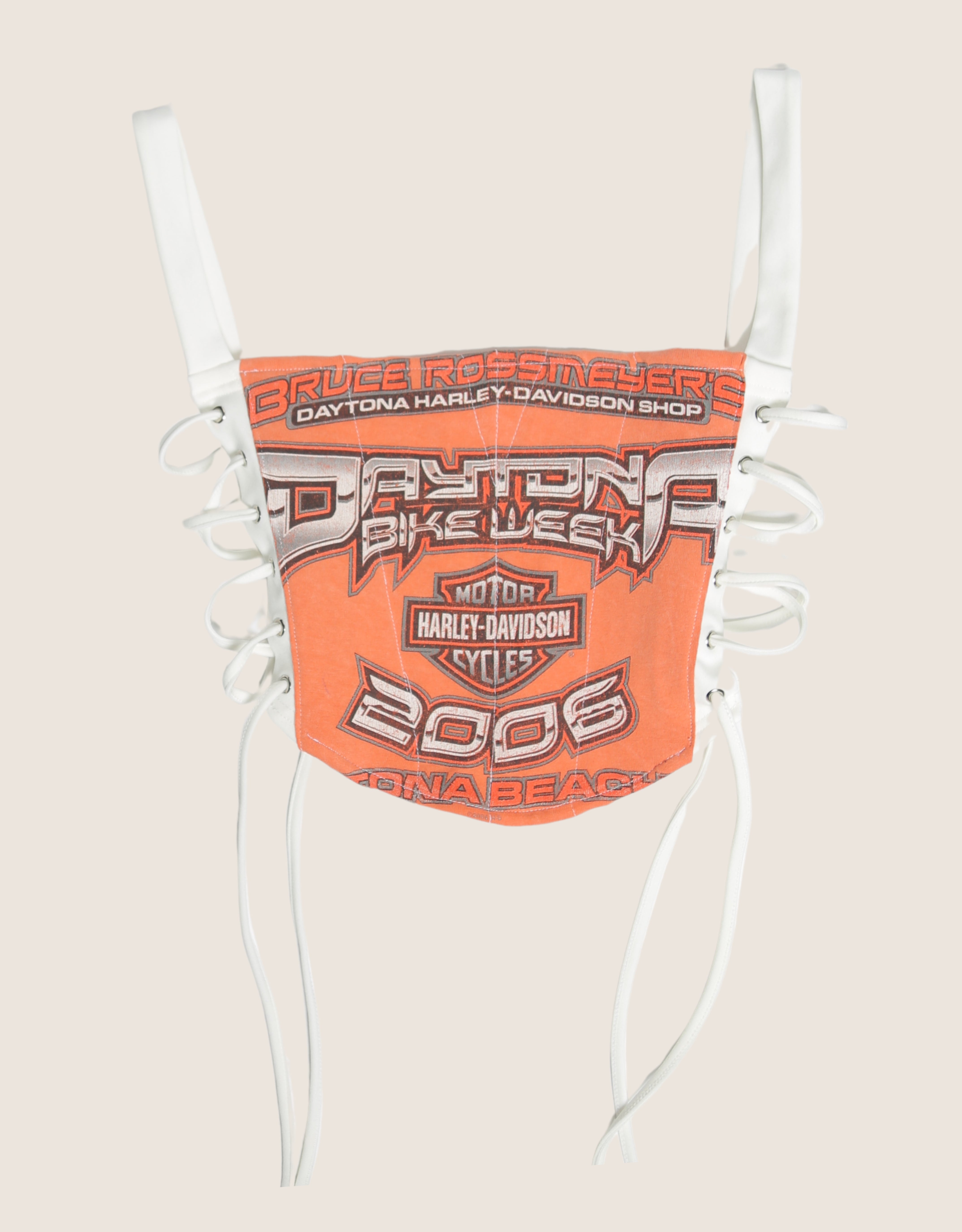 orange harley side lace cropped corset (S)