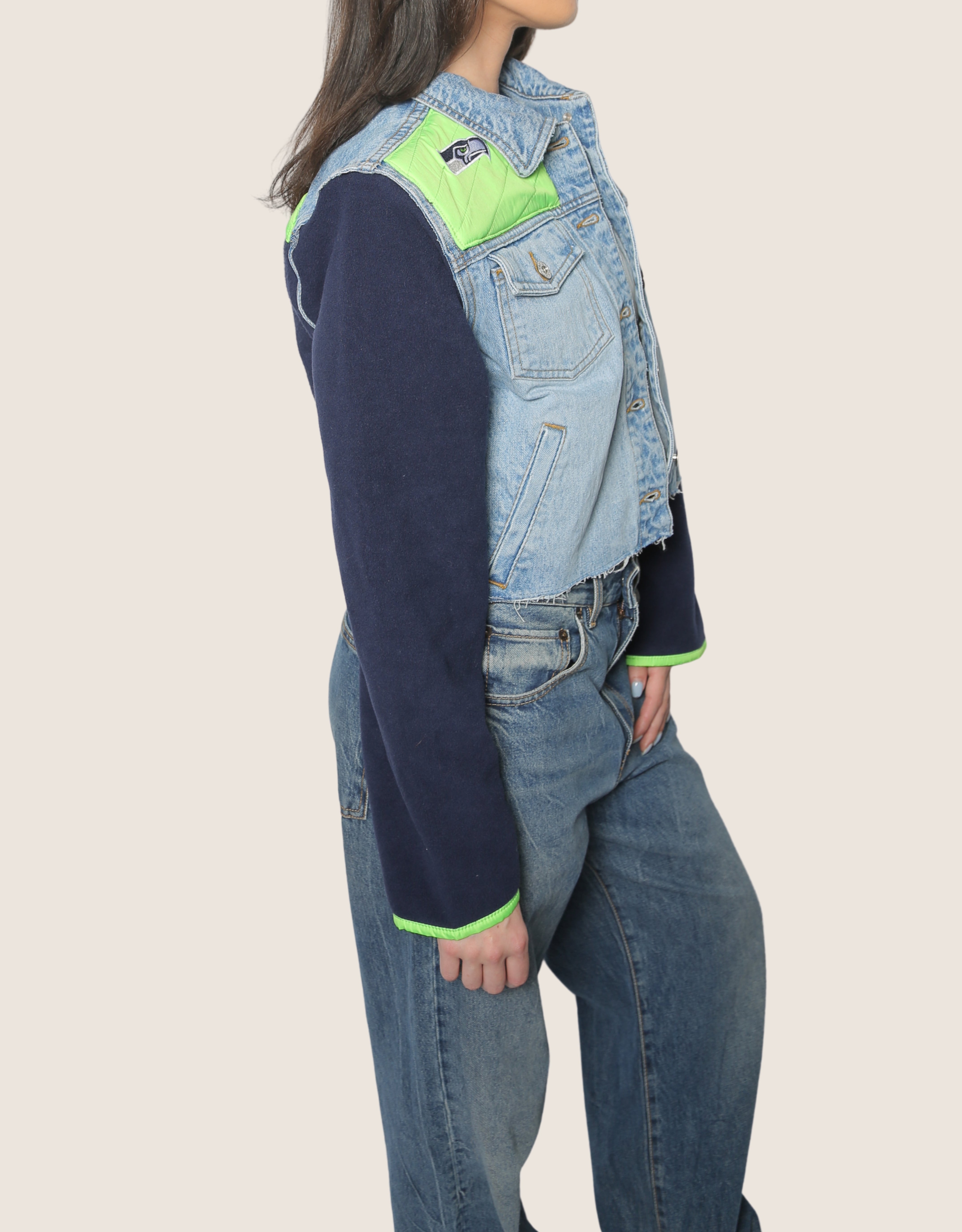 seahawks reworked denim jacket