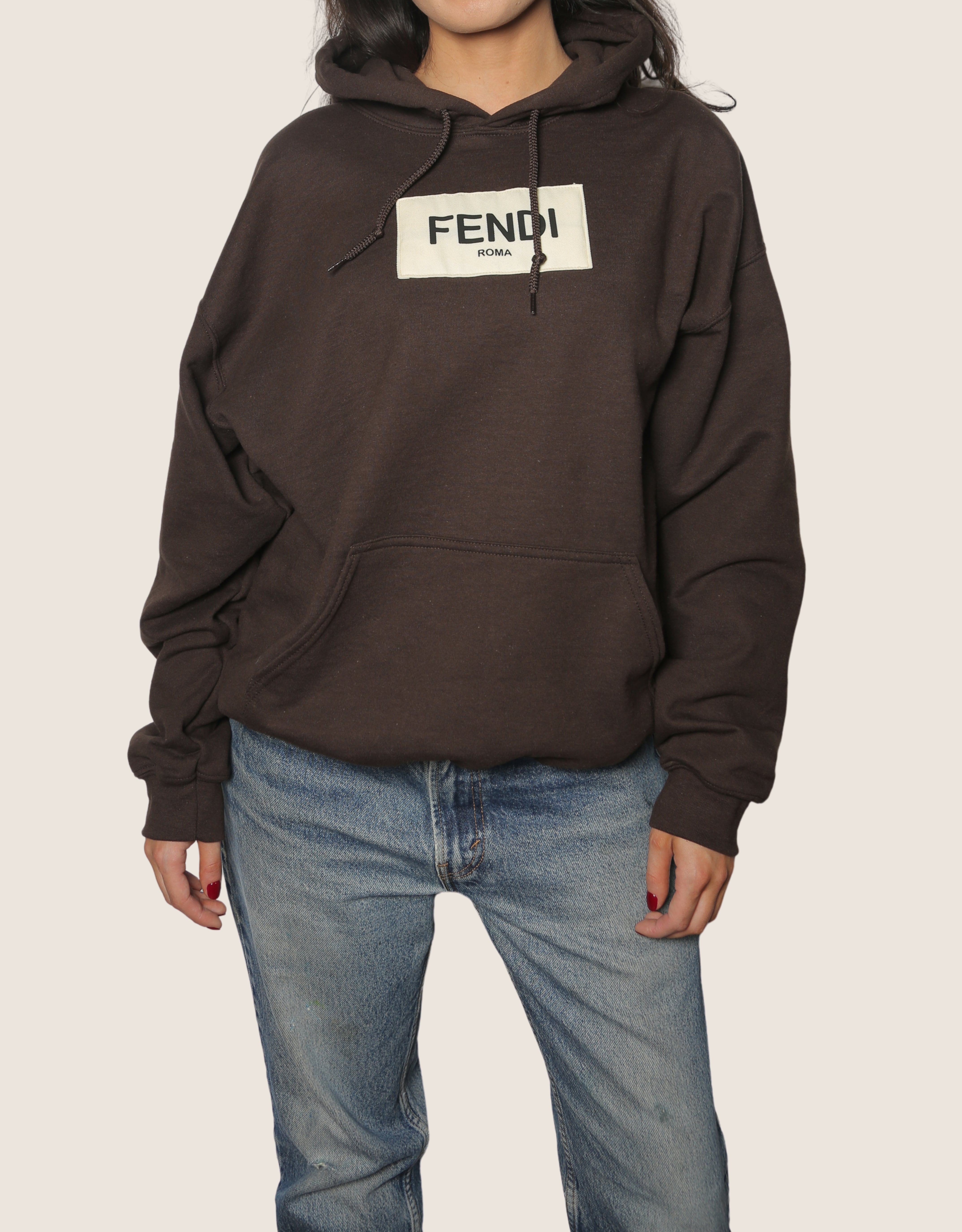 fendi patch oversized hooded sweatshirt