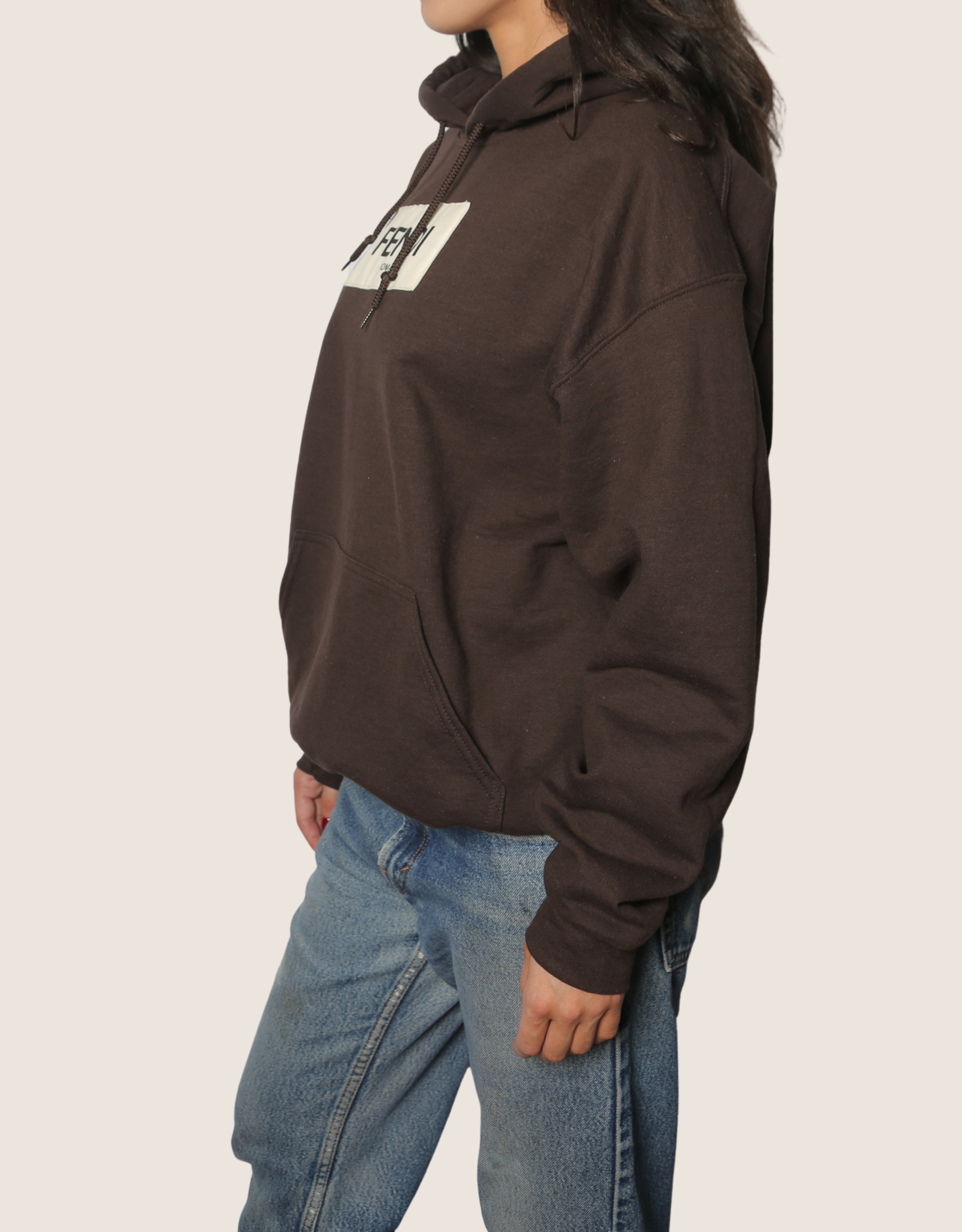 fendi patch oversized hooded sweatshirt