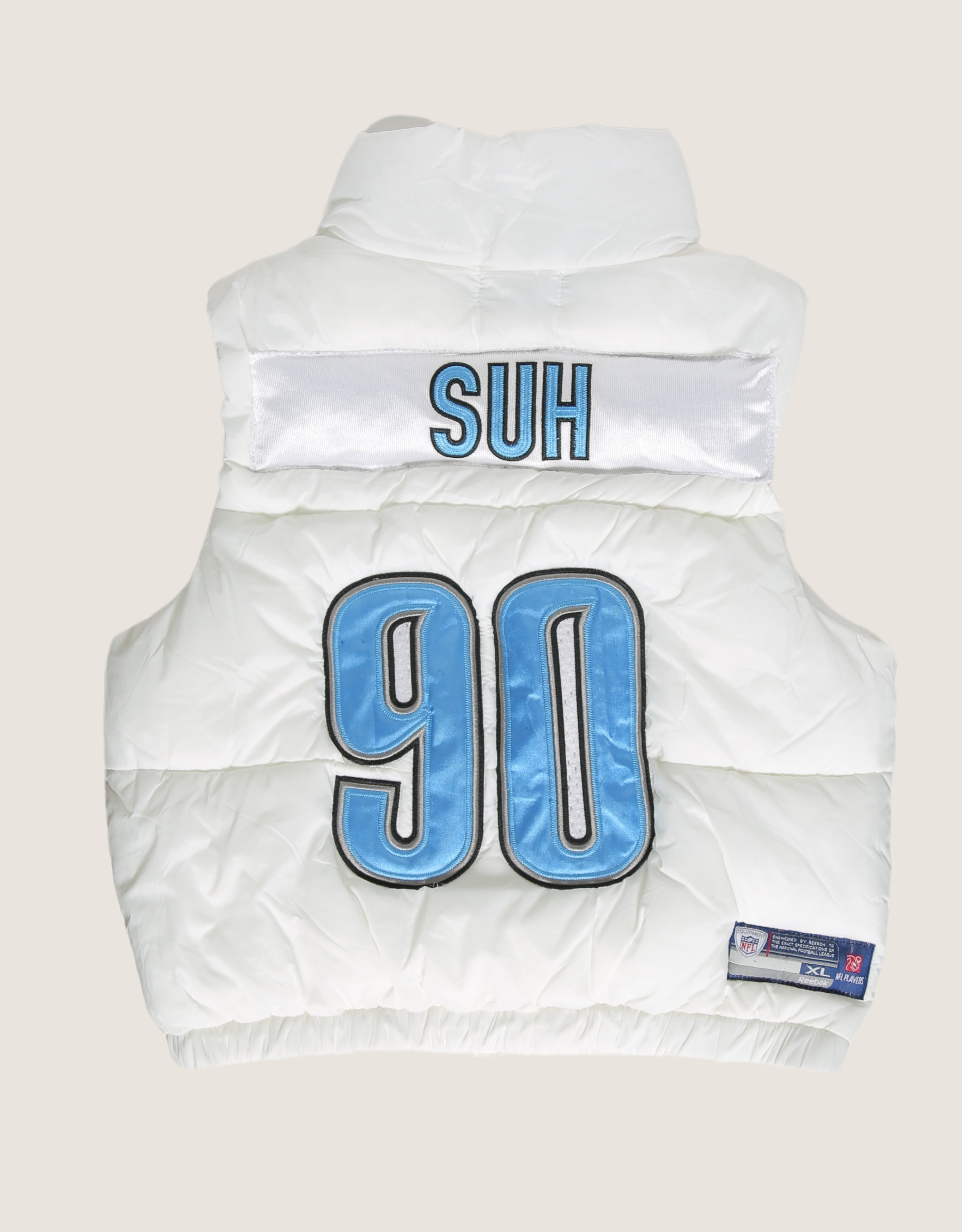 Detroit Lions 90 patched reworked puffer vest