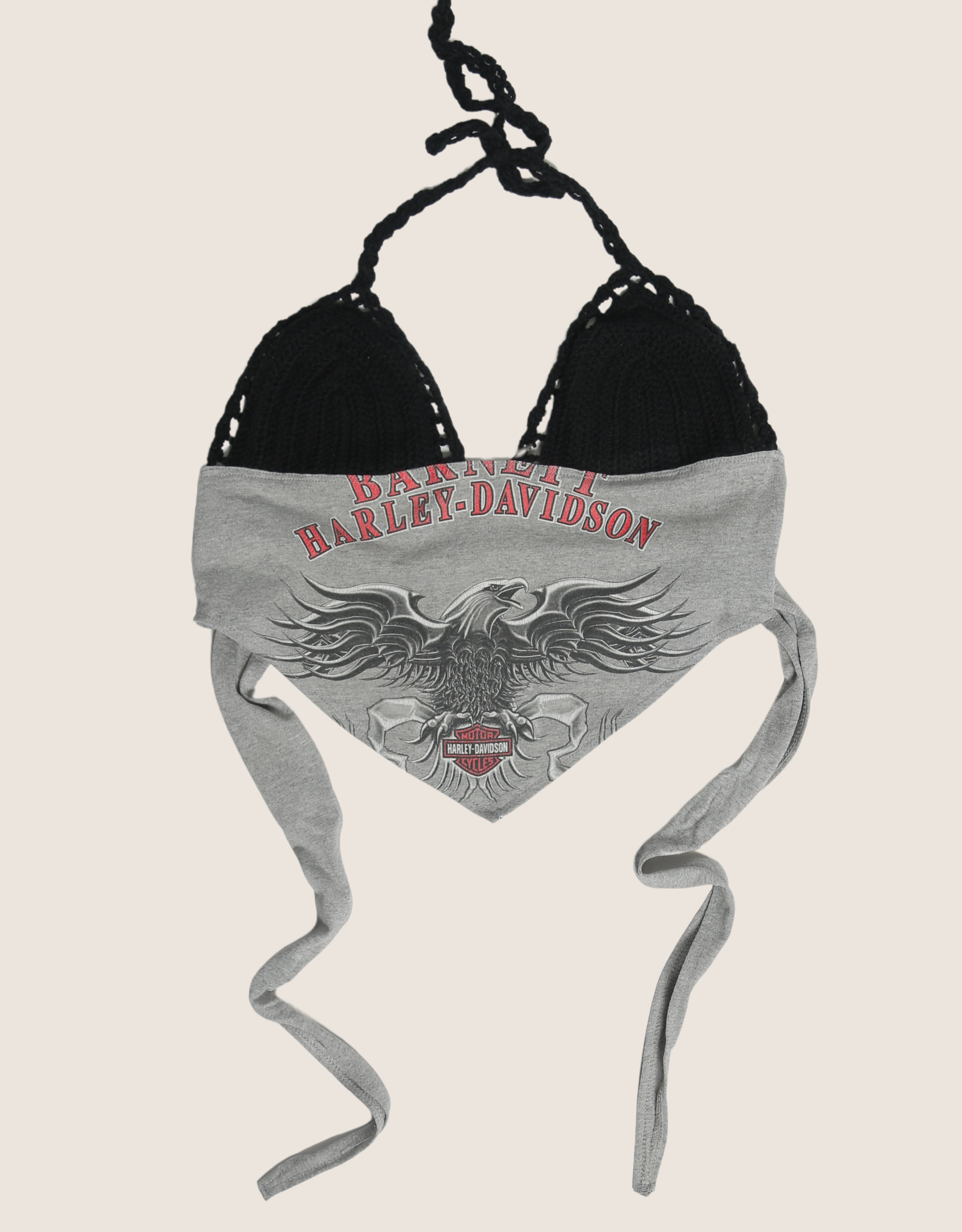 harley grey eagle crochet halter top (S/M)