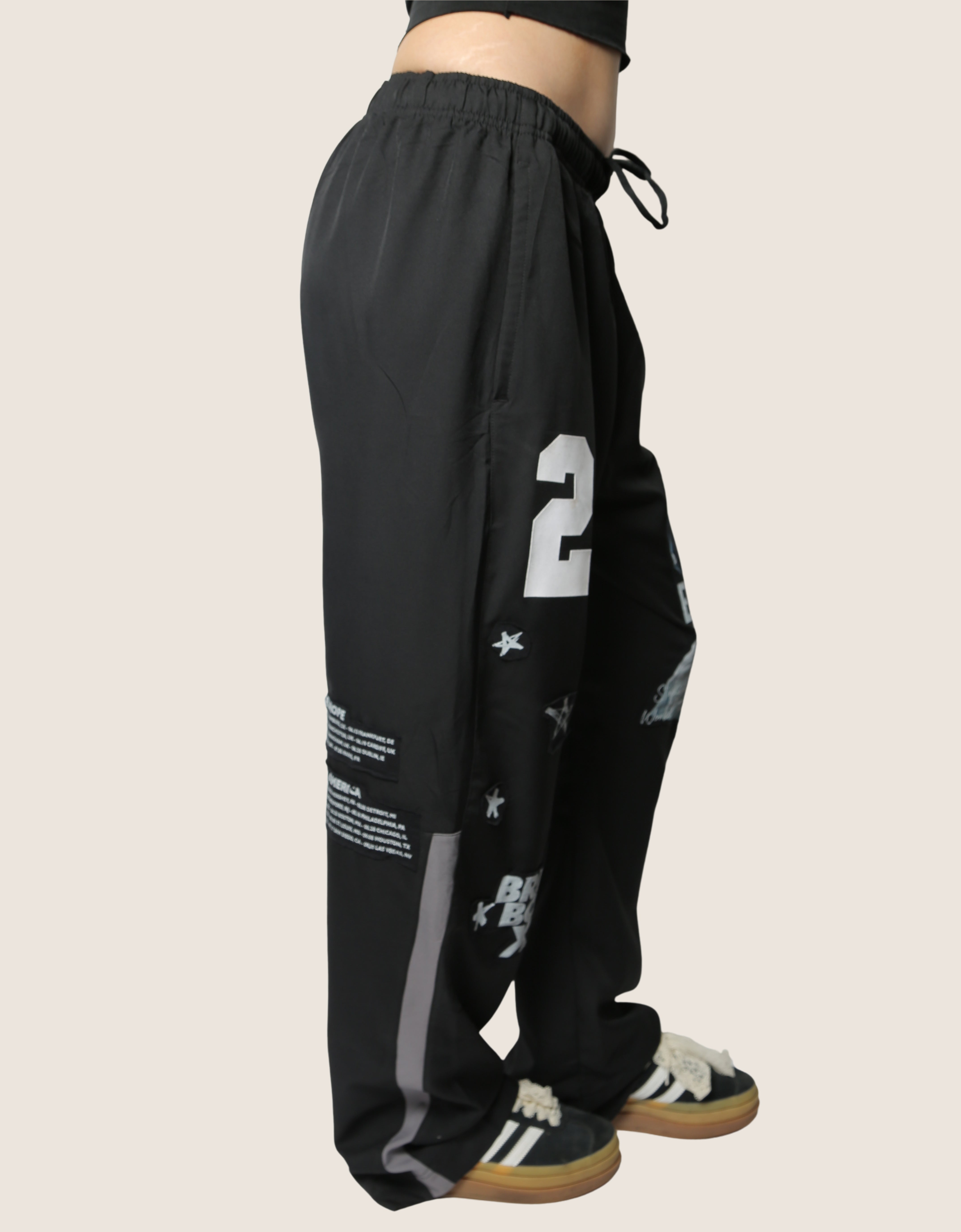 breezy bowl patched track pants