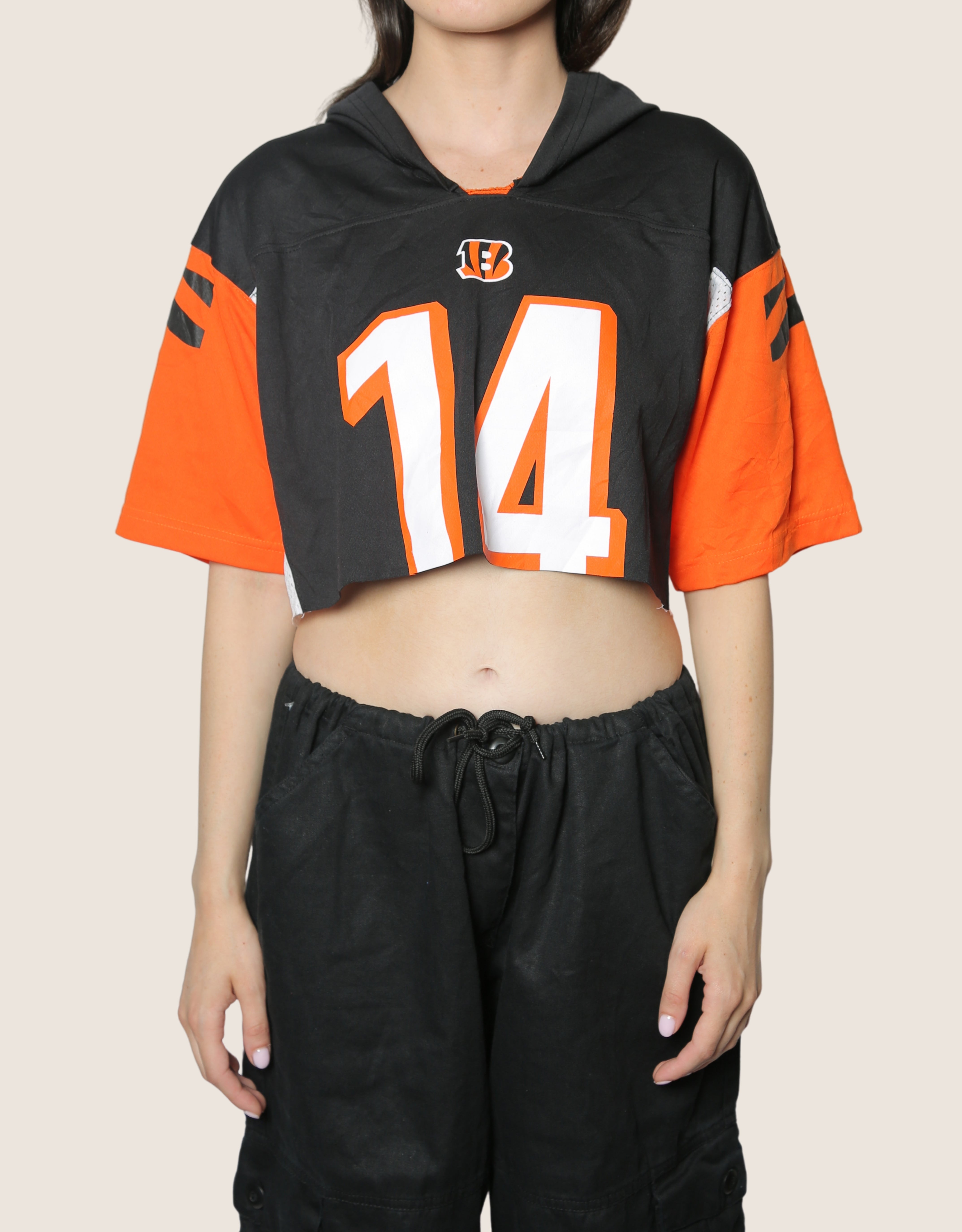 bengals cropped hooded jersey