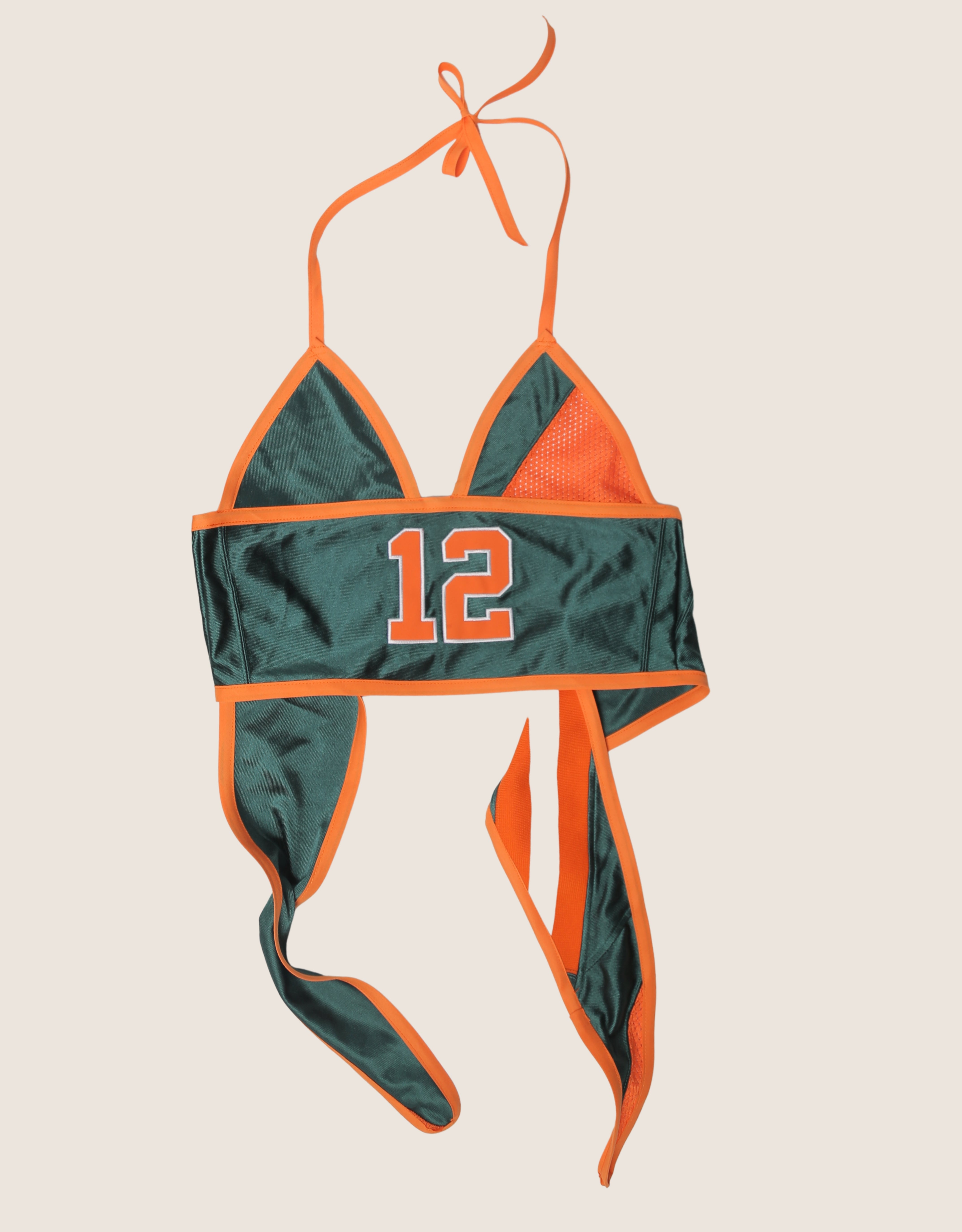 #12 green/orange jersey halter top (s/m)