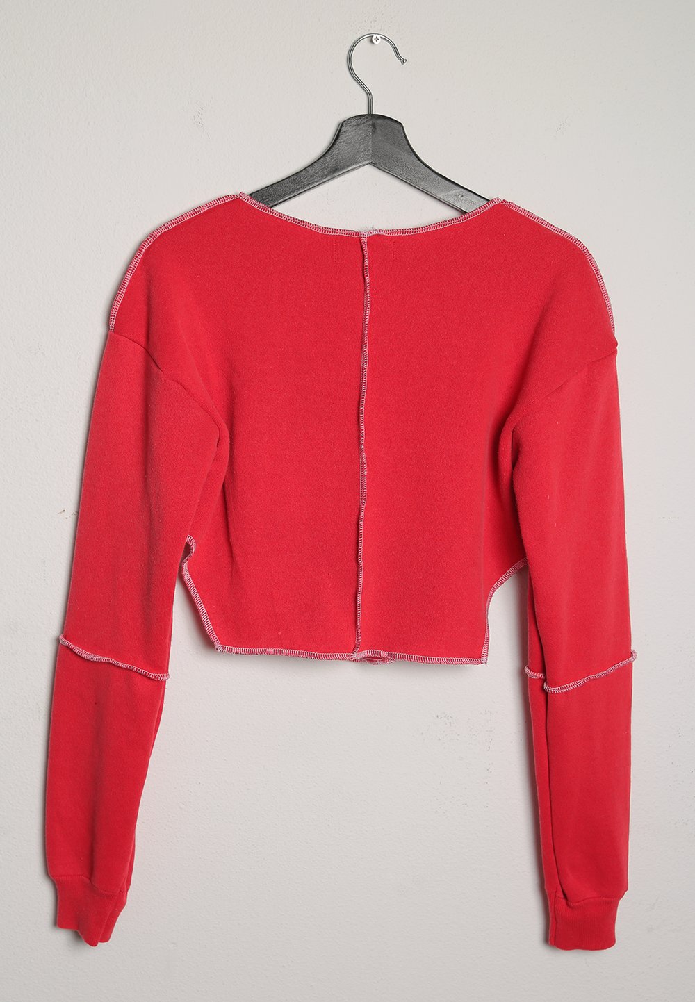 xmas rudolph reworked exposed stitch cropped sweatshirt