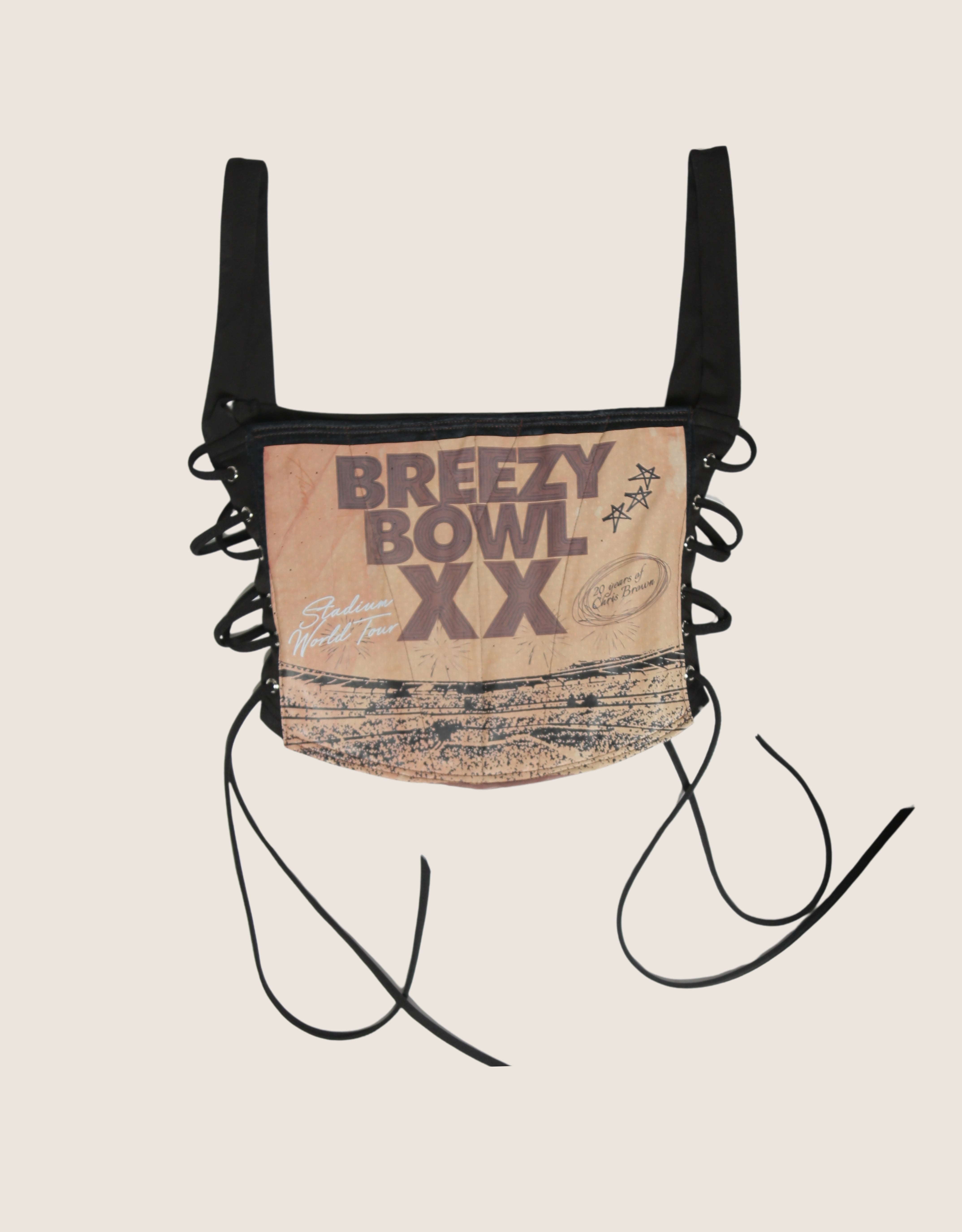 custom jersey breezy bowl XX side lace up corset with shrug- M