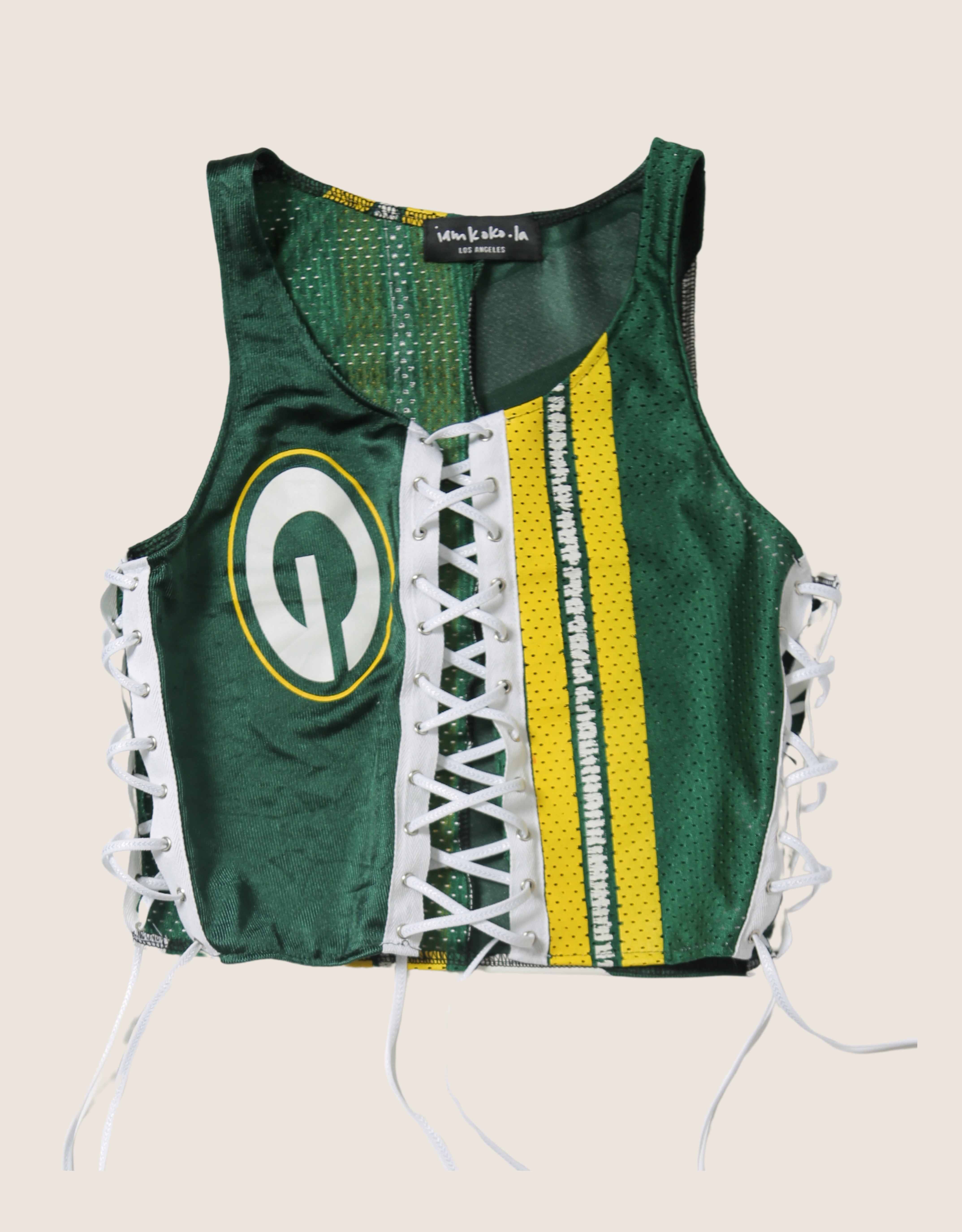 green bay packers all laced up reworked tank (small/ medium)