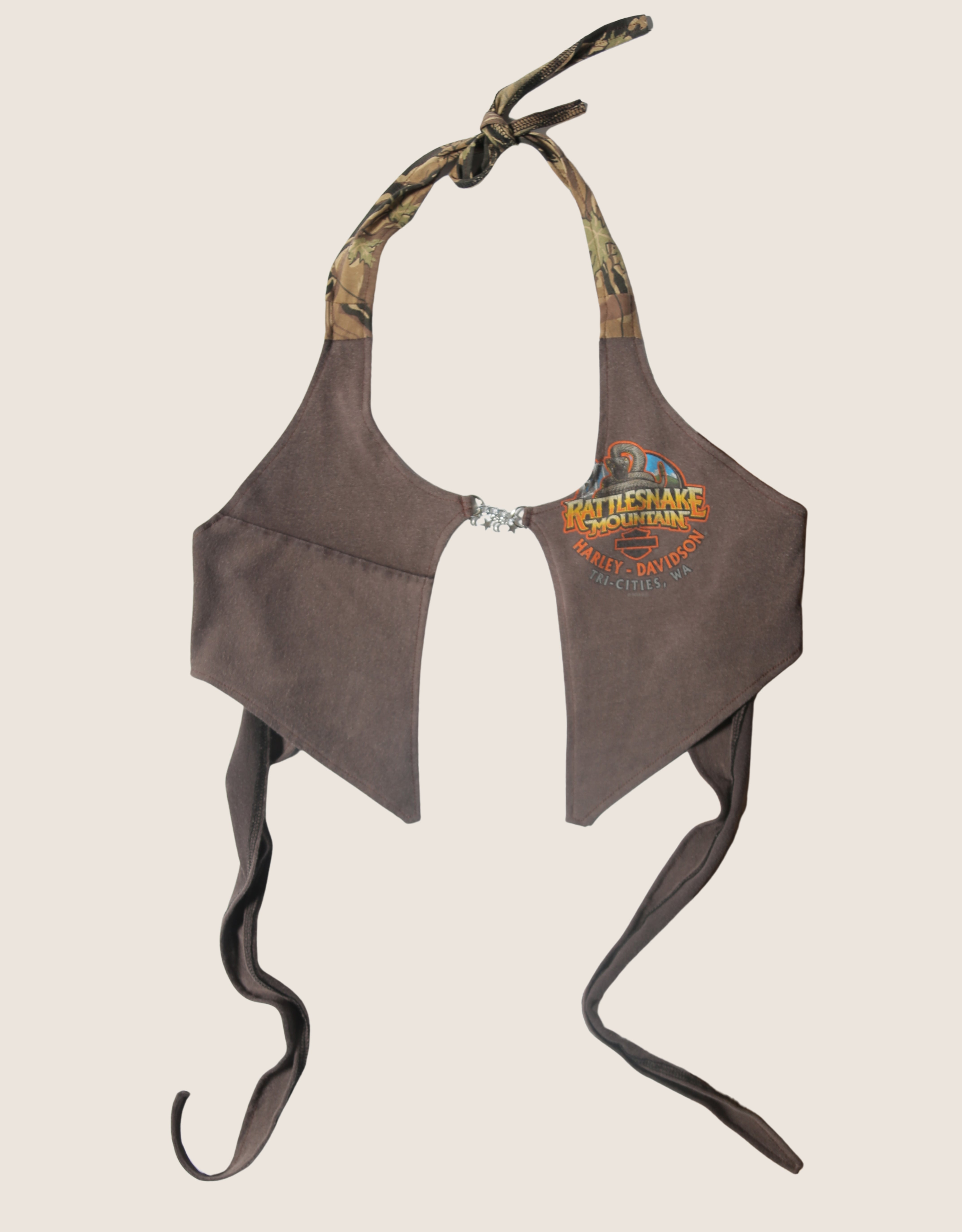 harley rattlesnake mountain charm front halter top