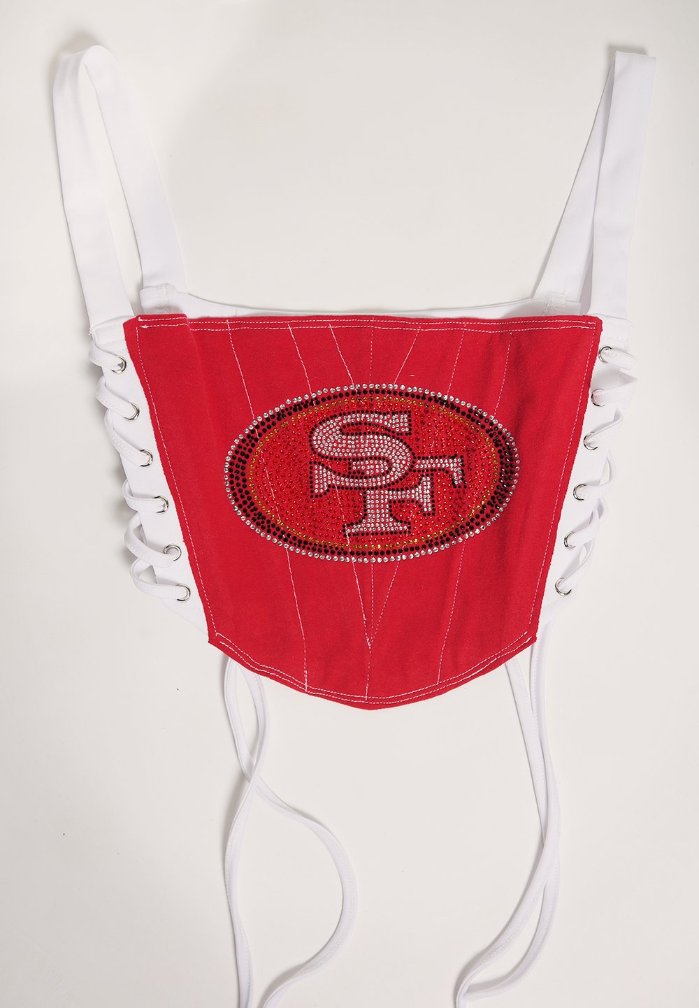 sf 49ers rhinestone side lace up corset