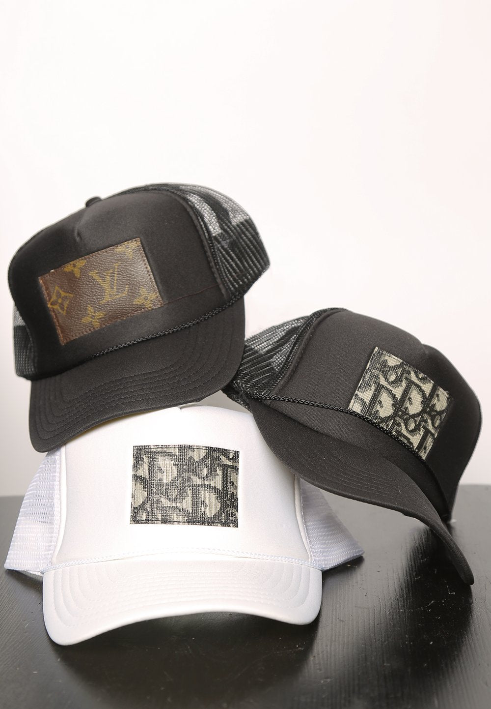 designer patched trucker hat