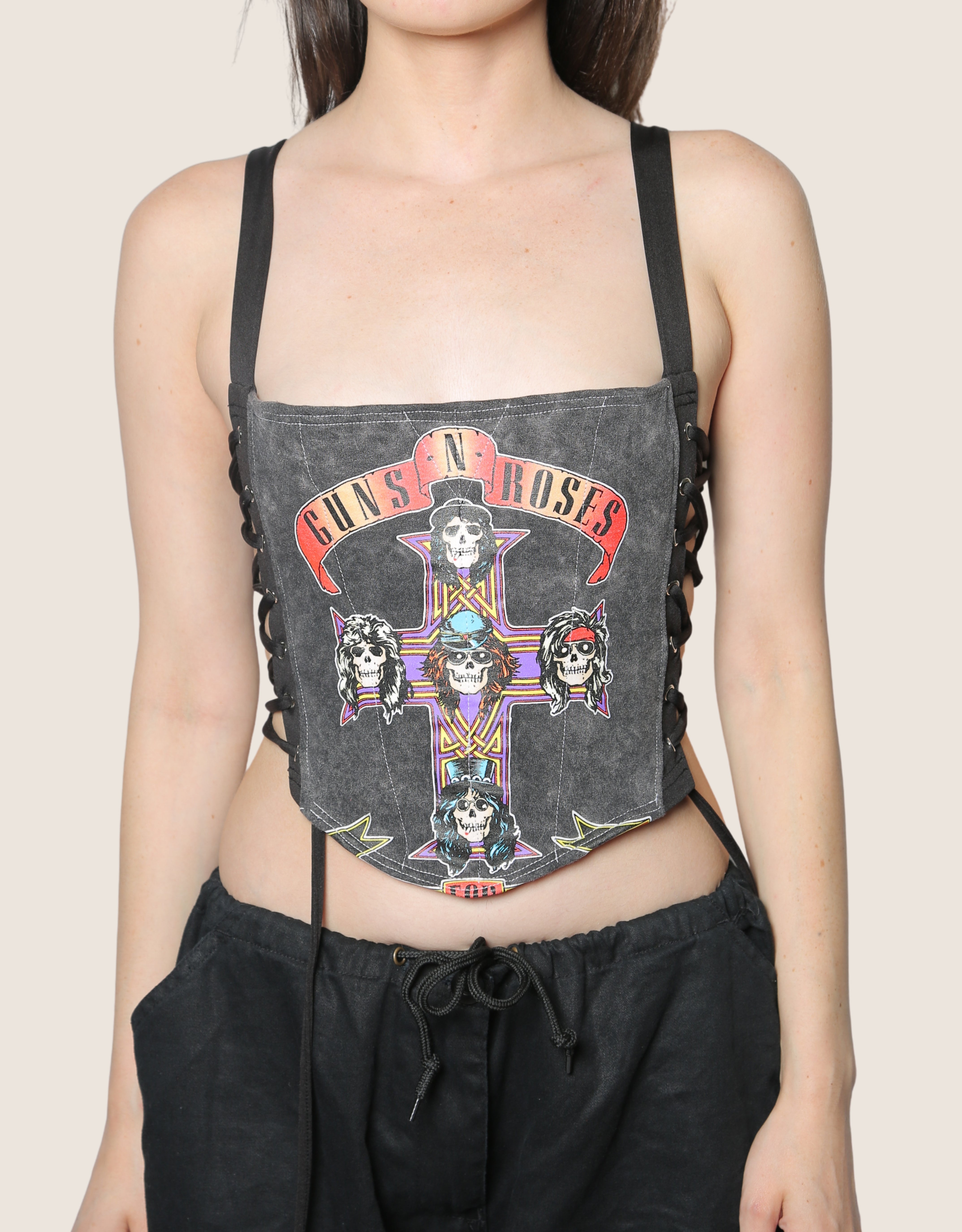 guns n roses side lace full length corset