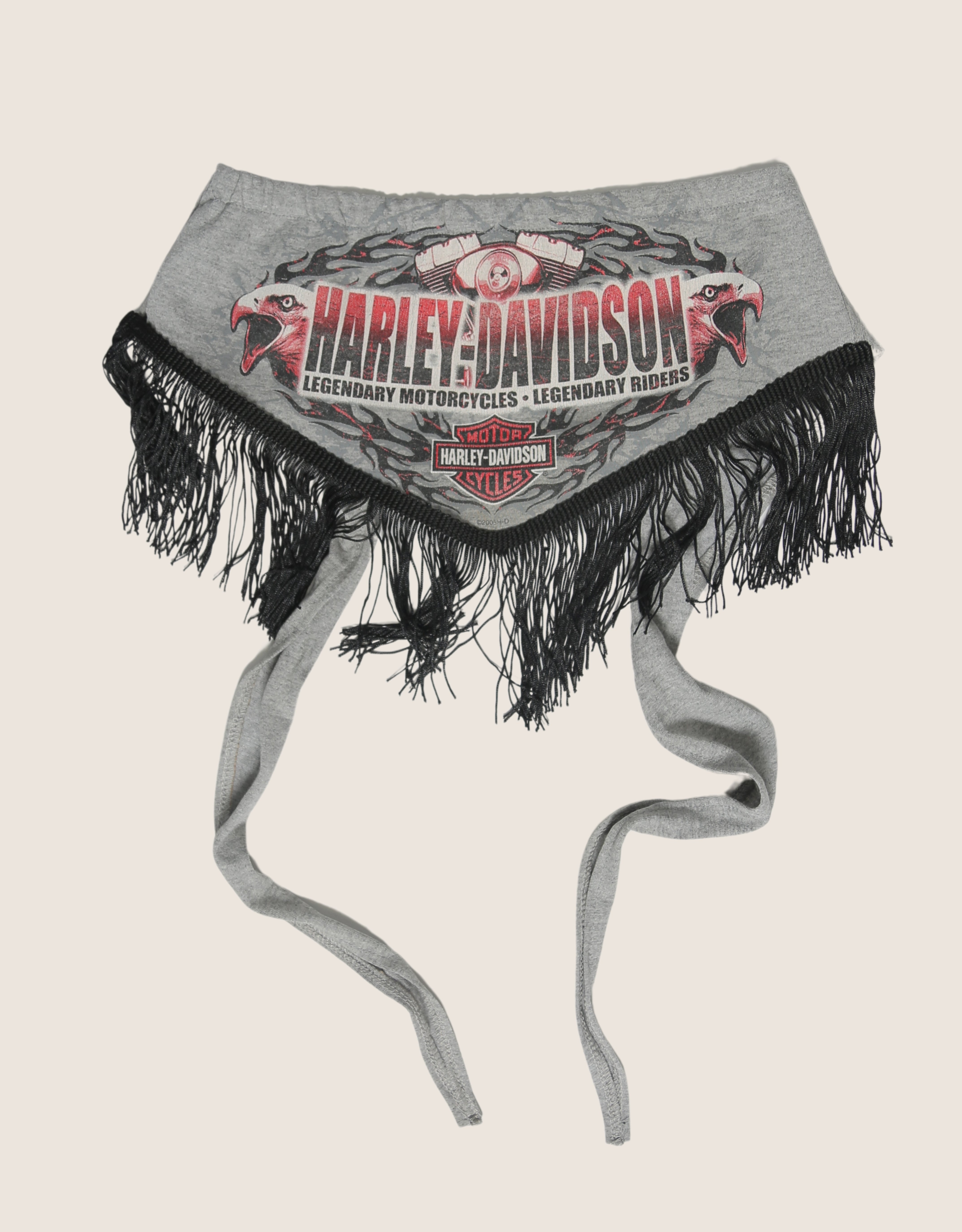 harley grey fringe tie back tube top (s/m)