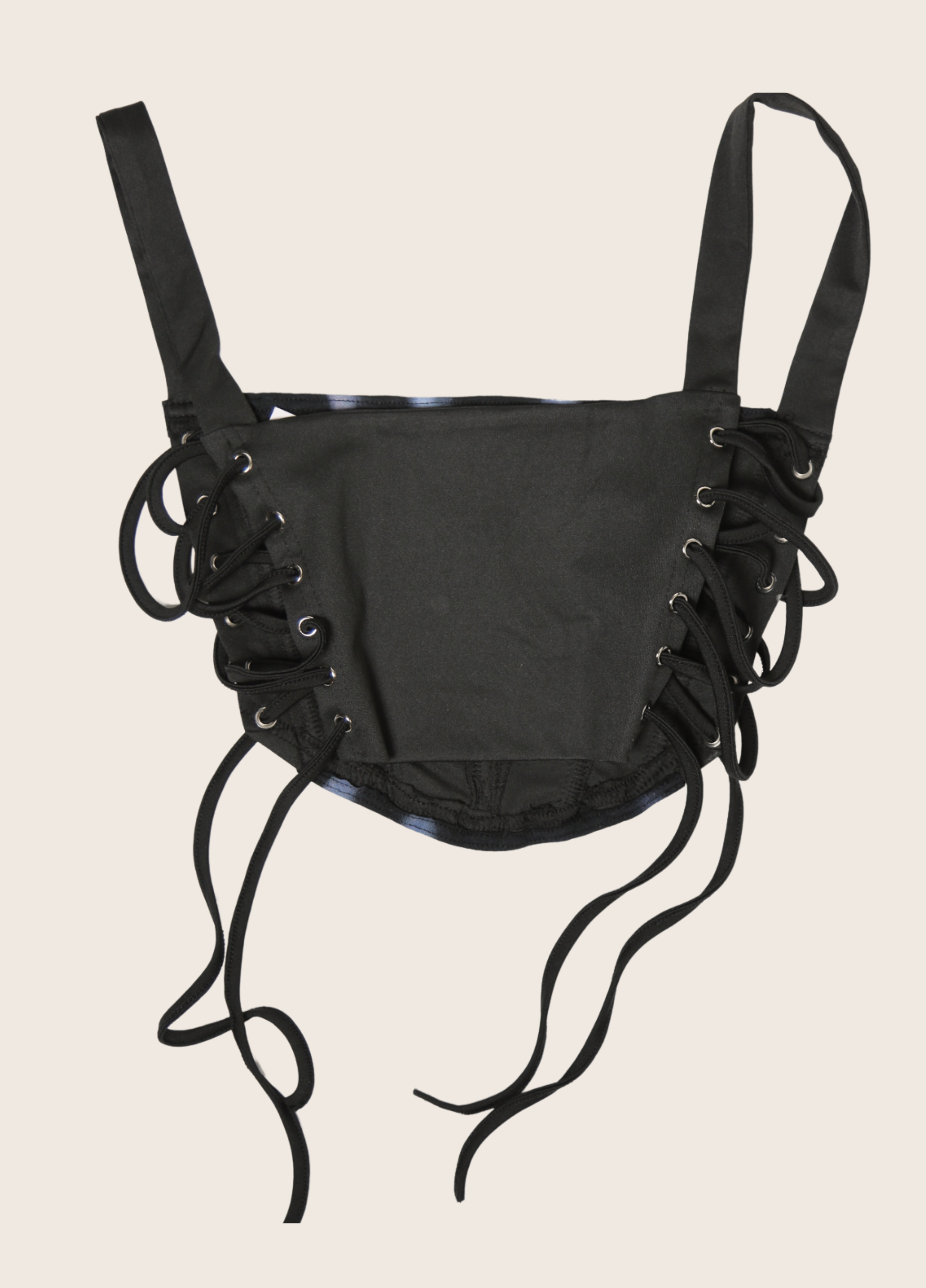 harley flaming crest side lace cropped corset (S)