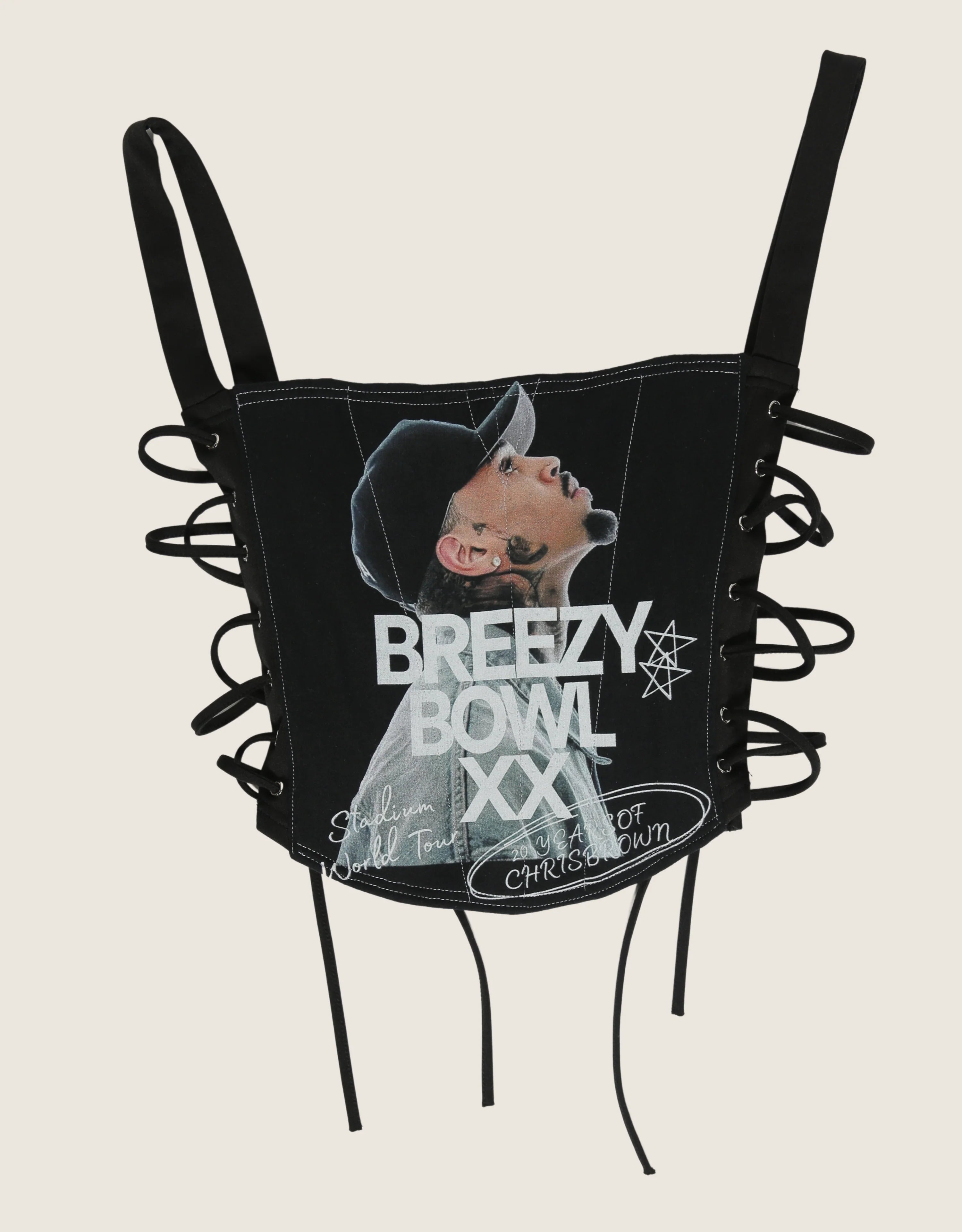 custom jersey breezy bowl side lace up corset with shrug- L