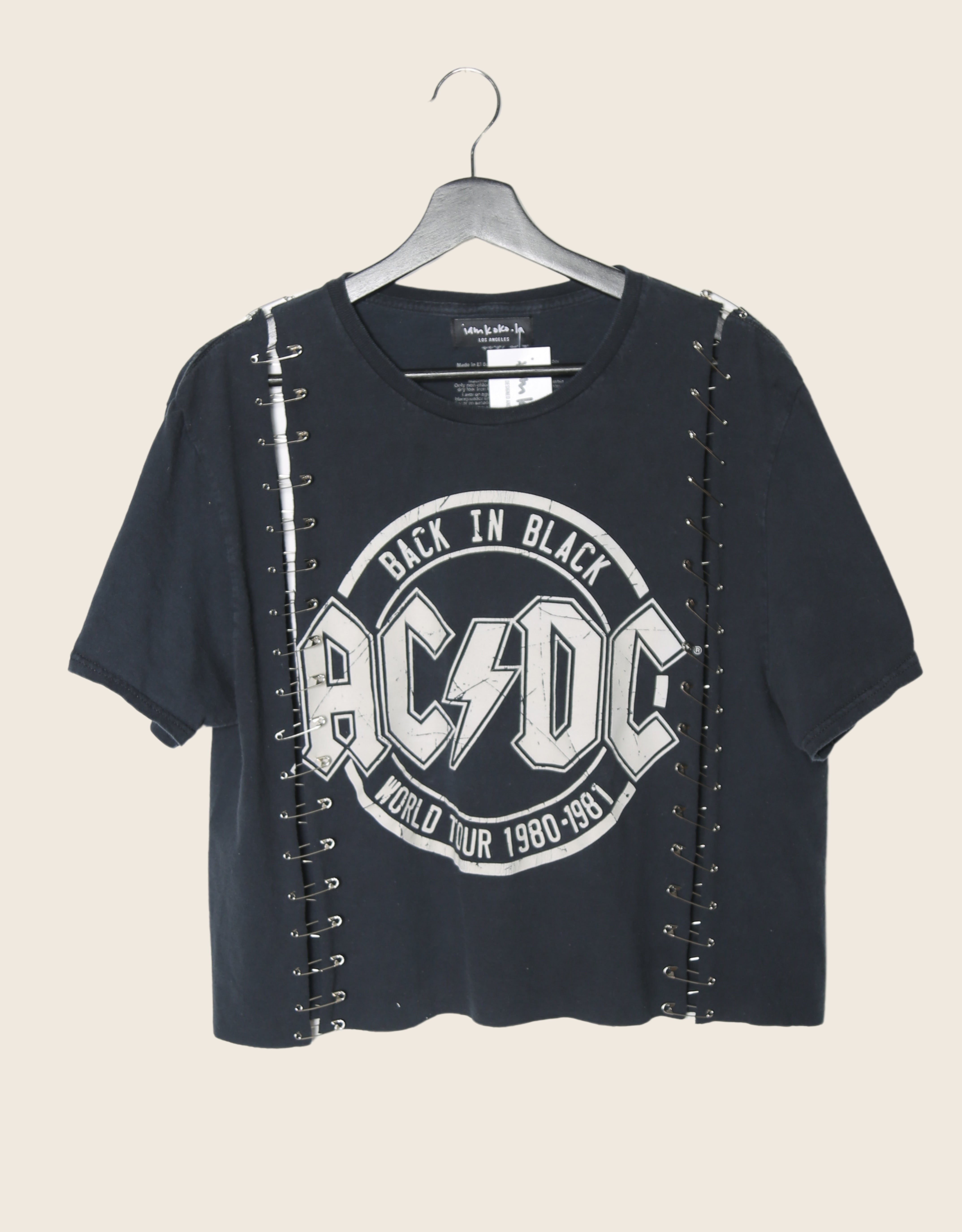 acdc cropped safety pin t shirt