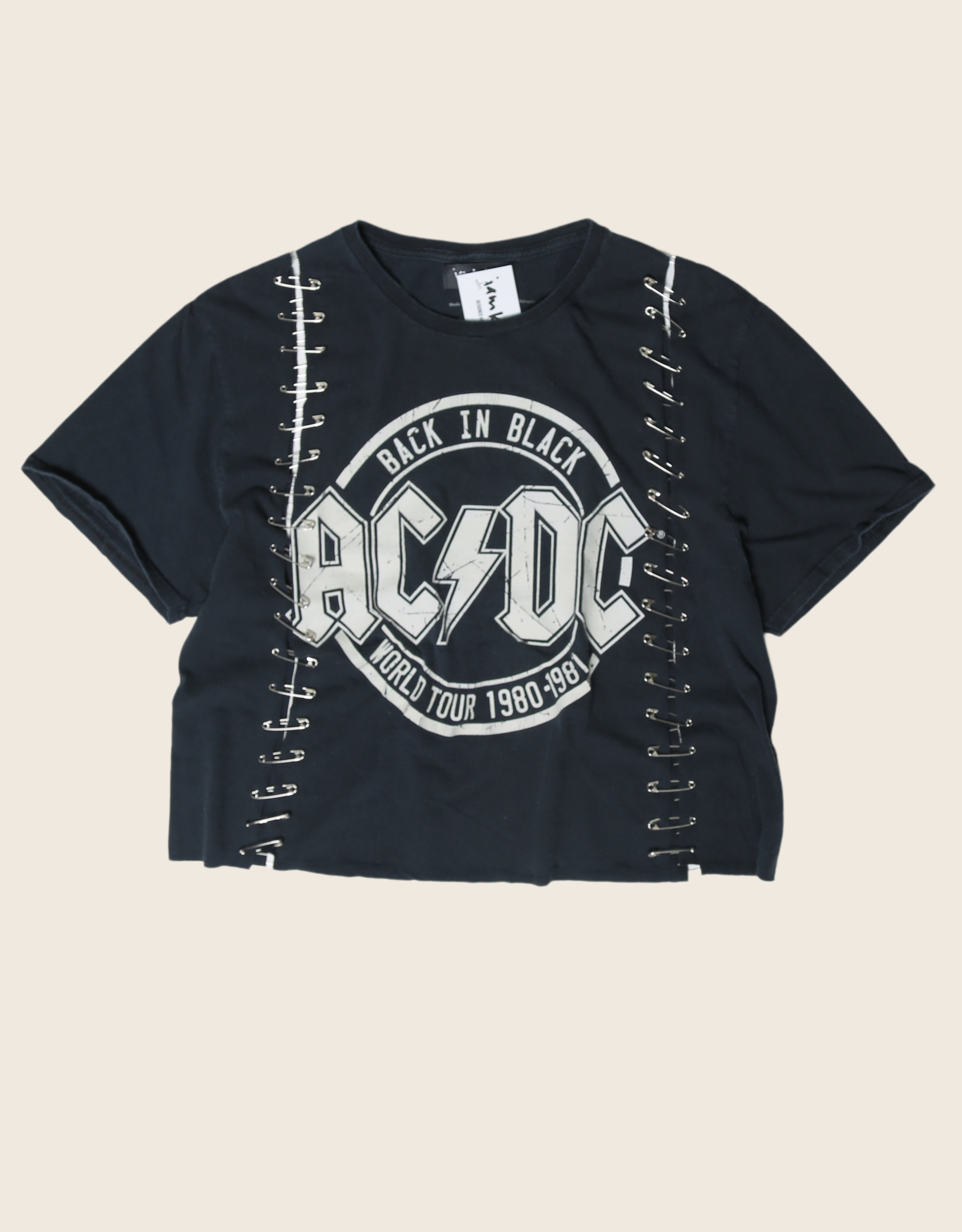 acdc cropped safety pin t shirt