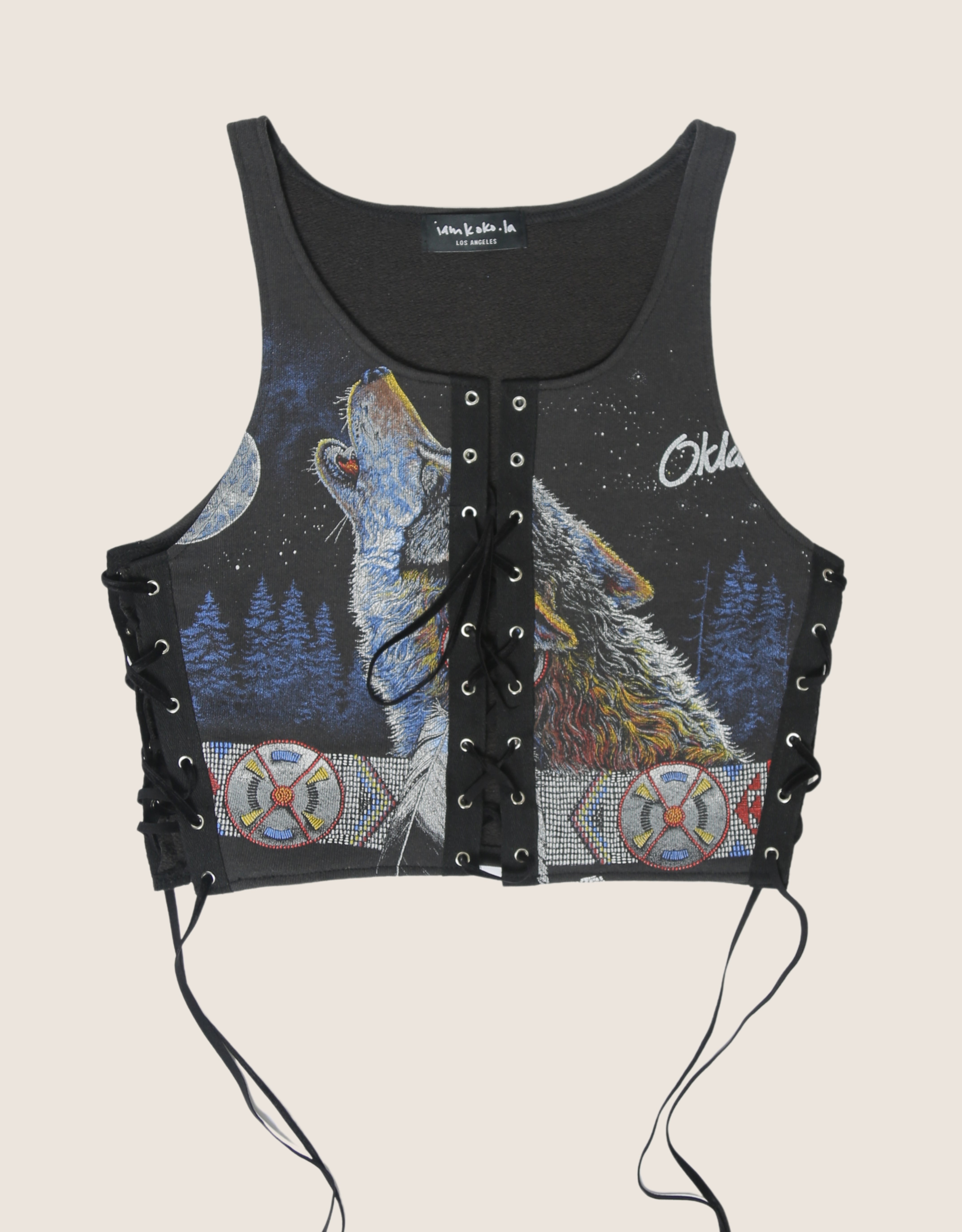 oklahoma wolf all laced up reworked tank (s/m)