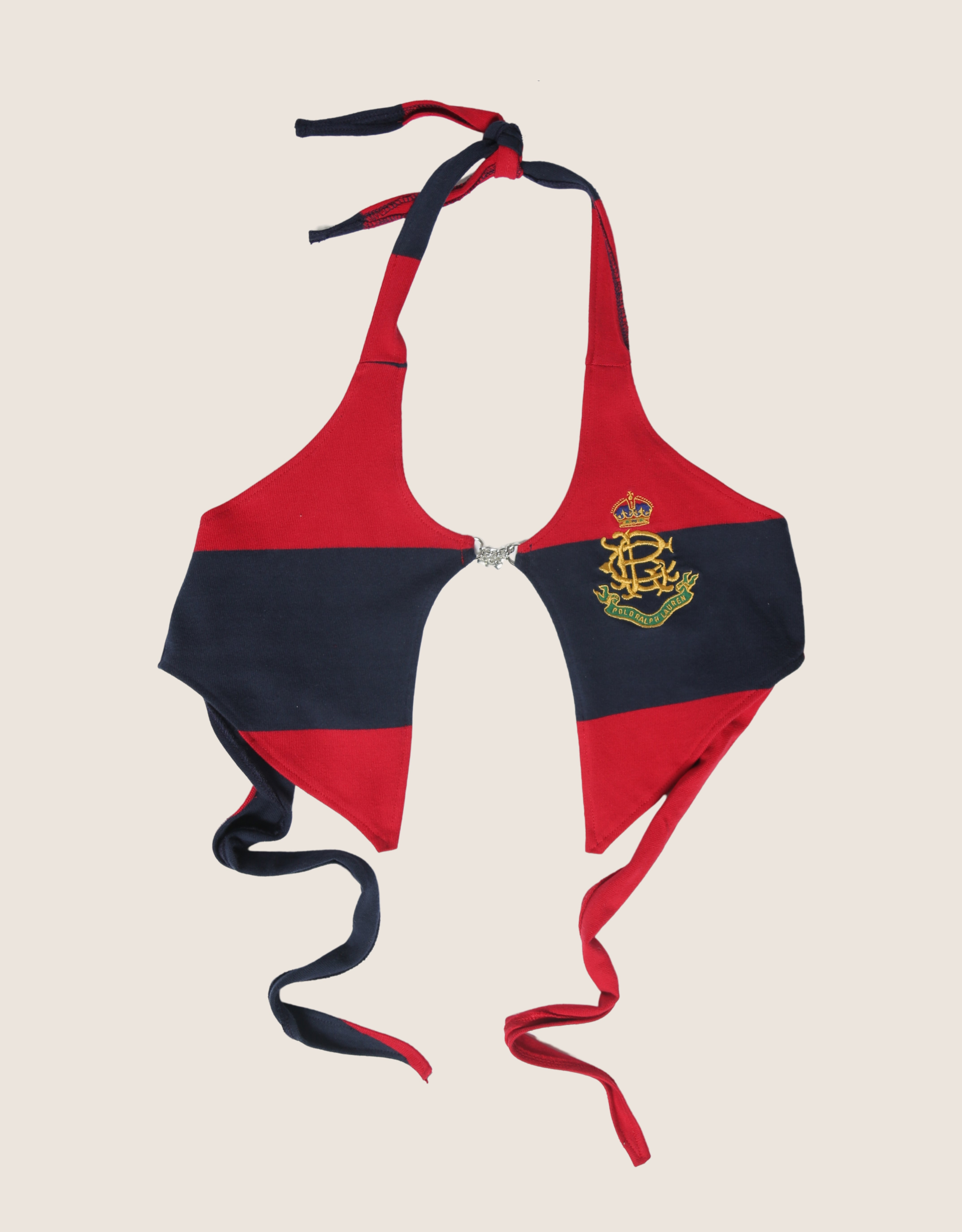 polo crest charm front halter top