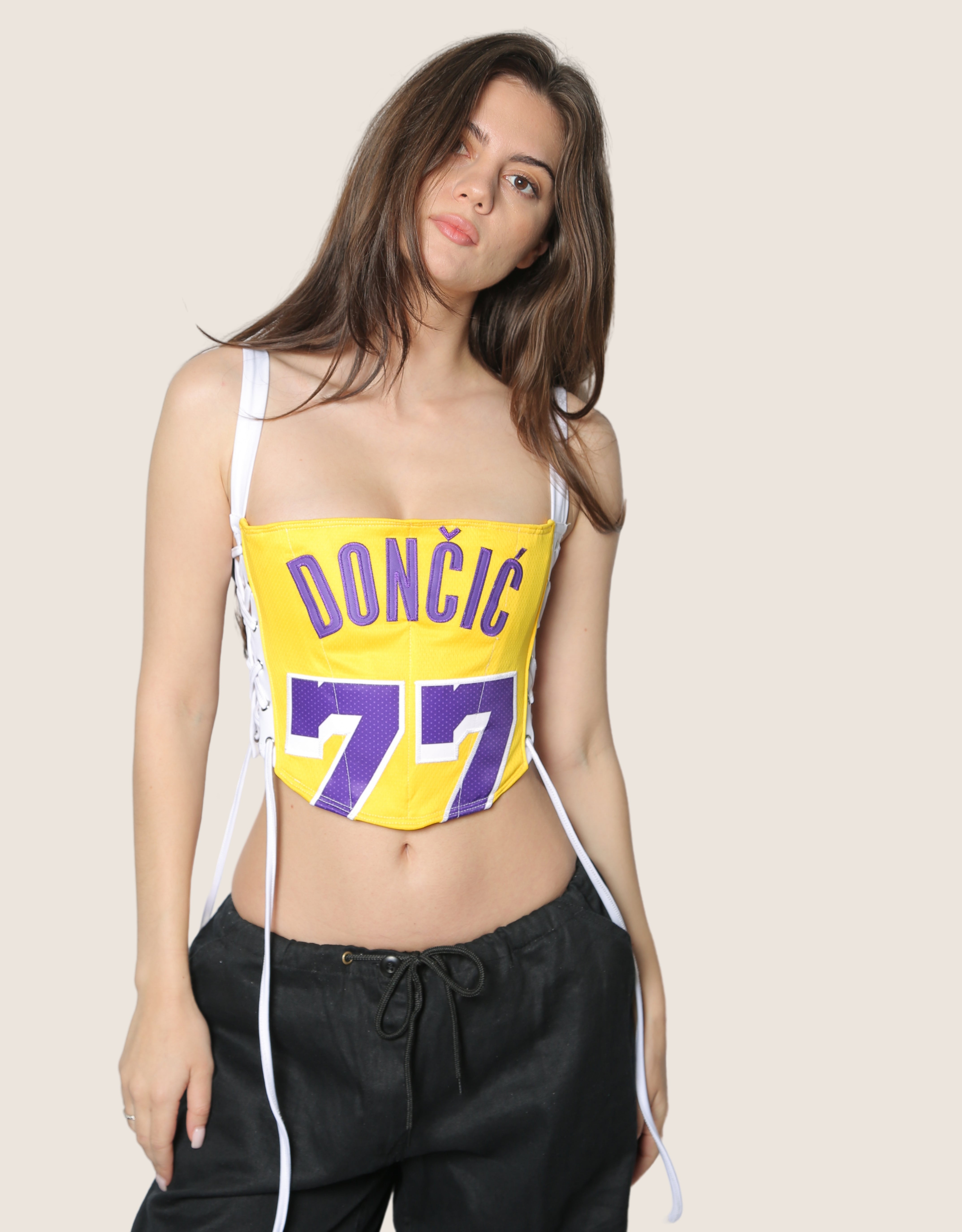 Lakers 77 reworked side lace cropped corset