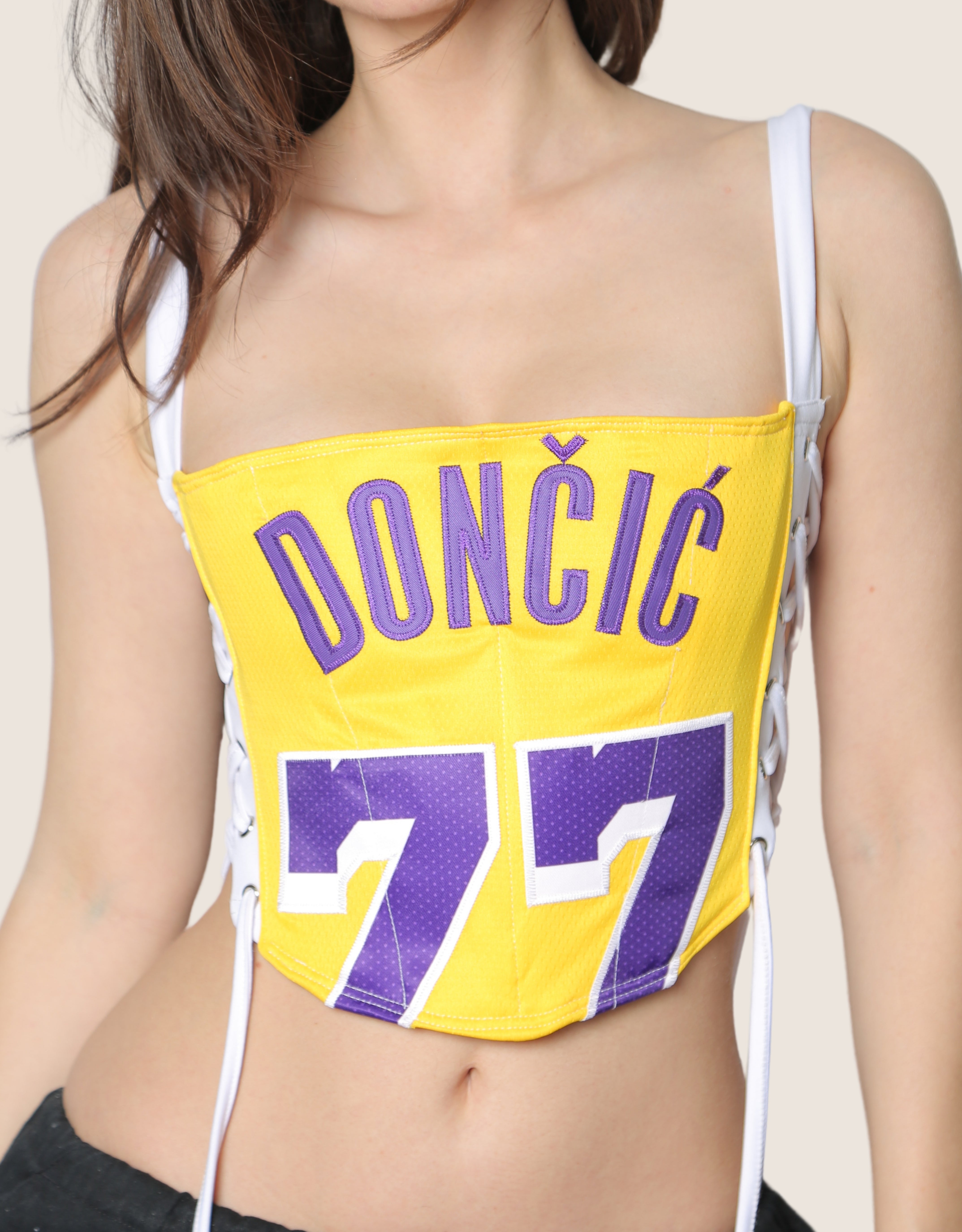 Lakers 77 reworked side lace cropped corset