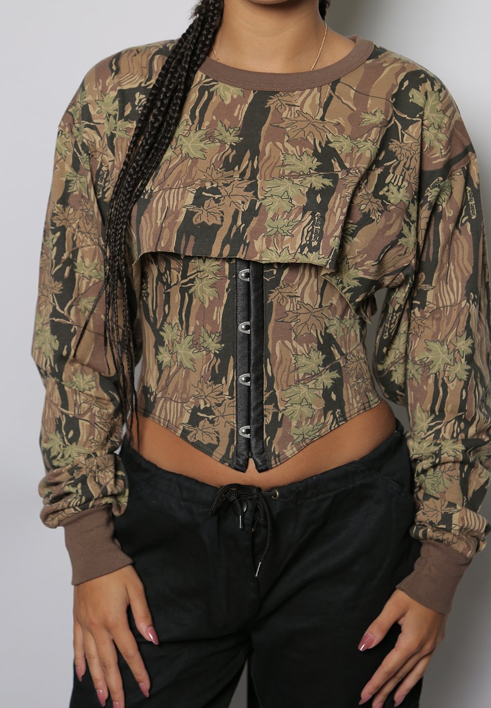 realtree snap corset with matching cropped tshirt