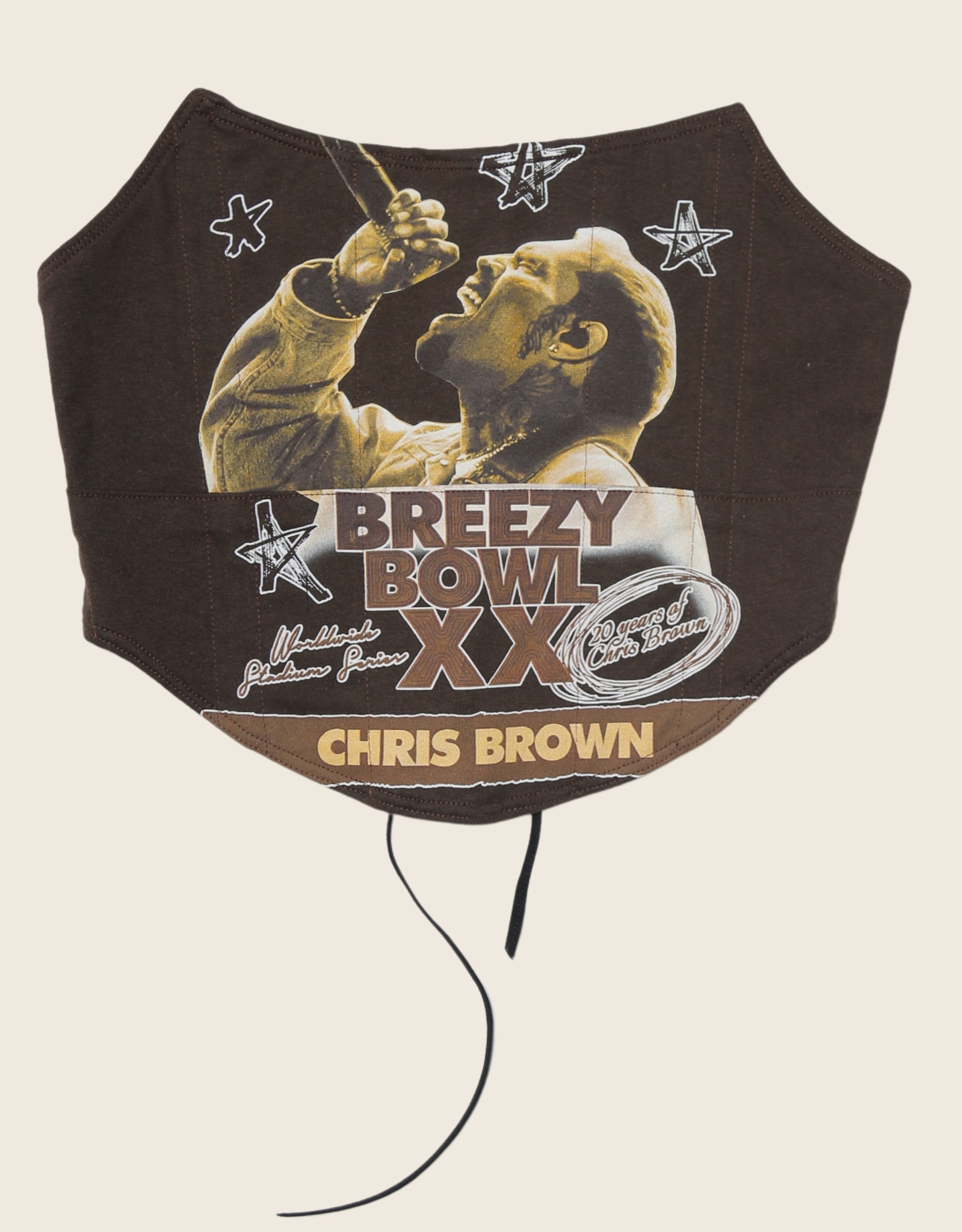 custom Chris Brown "Breezy Bowl" brown stars strapless corset