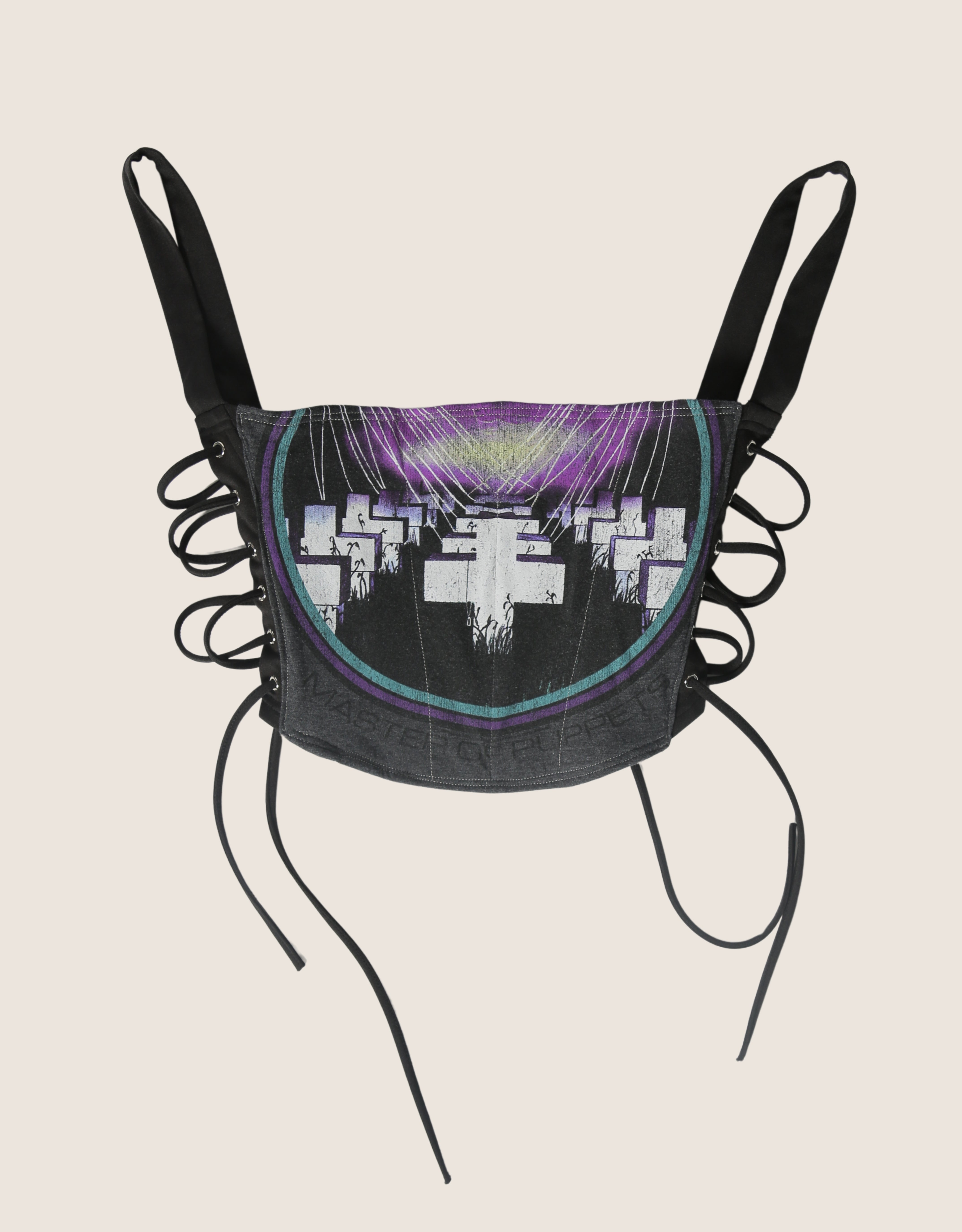 metallica side lace cropped corset (large)