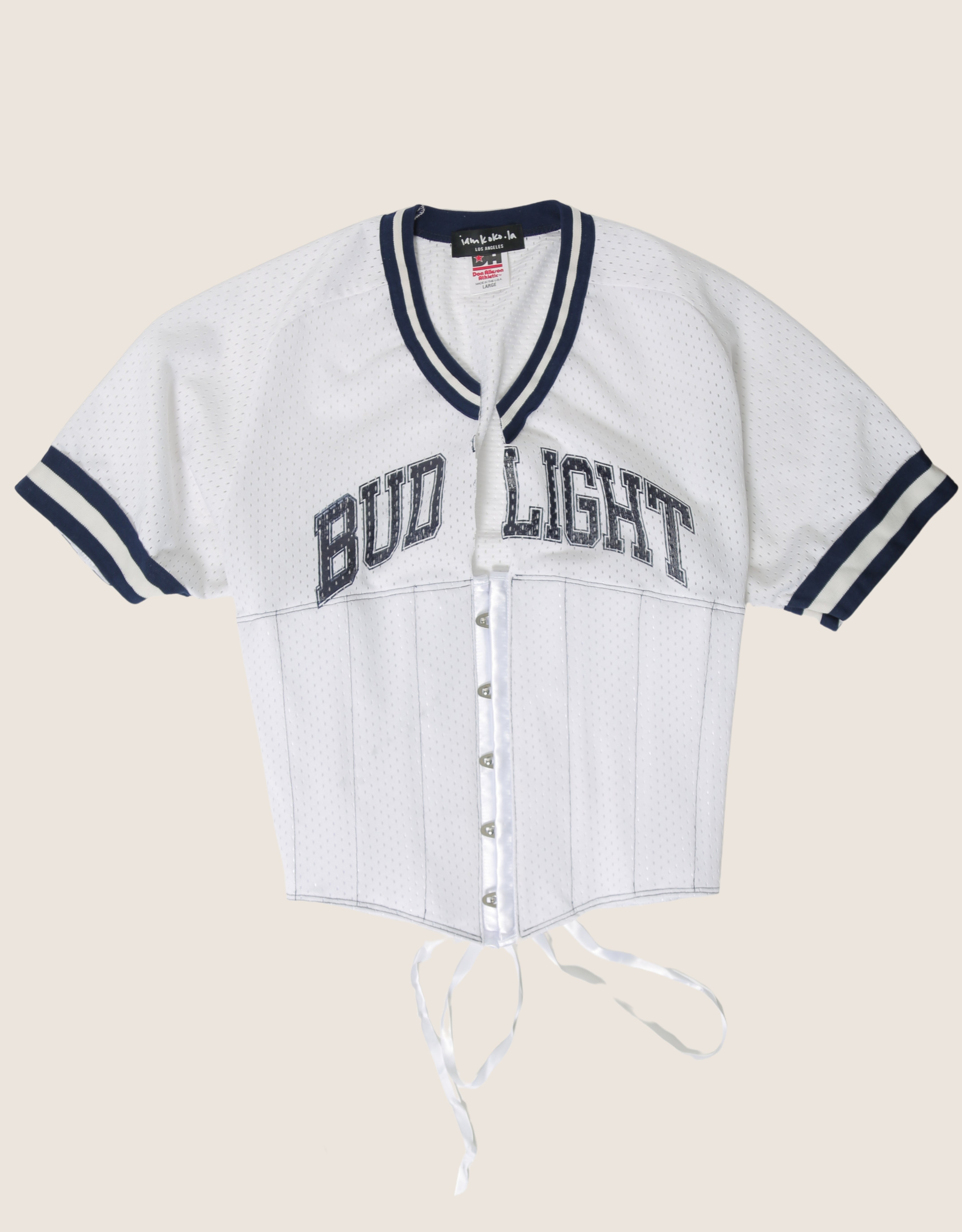 bud light reworked snap corset tee (med/ large)