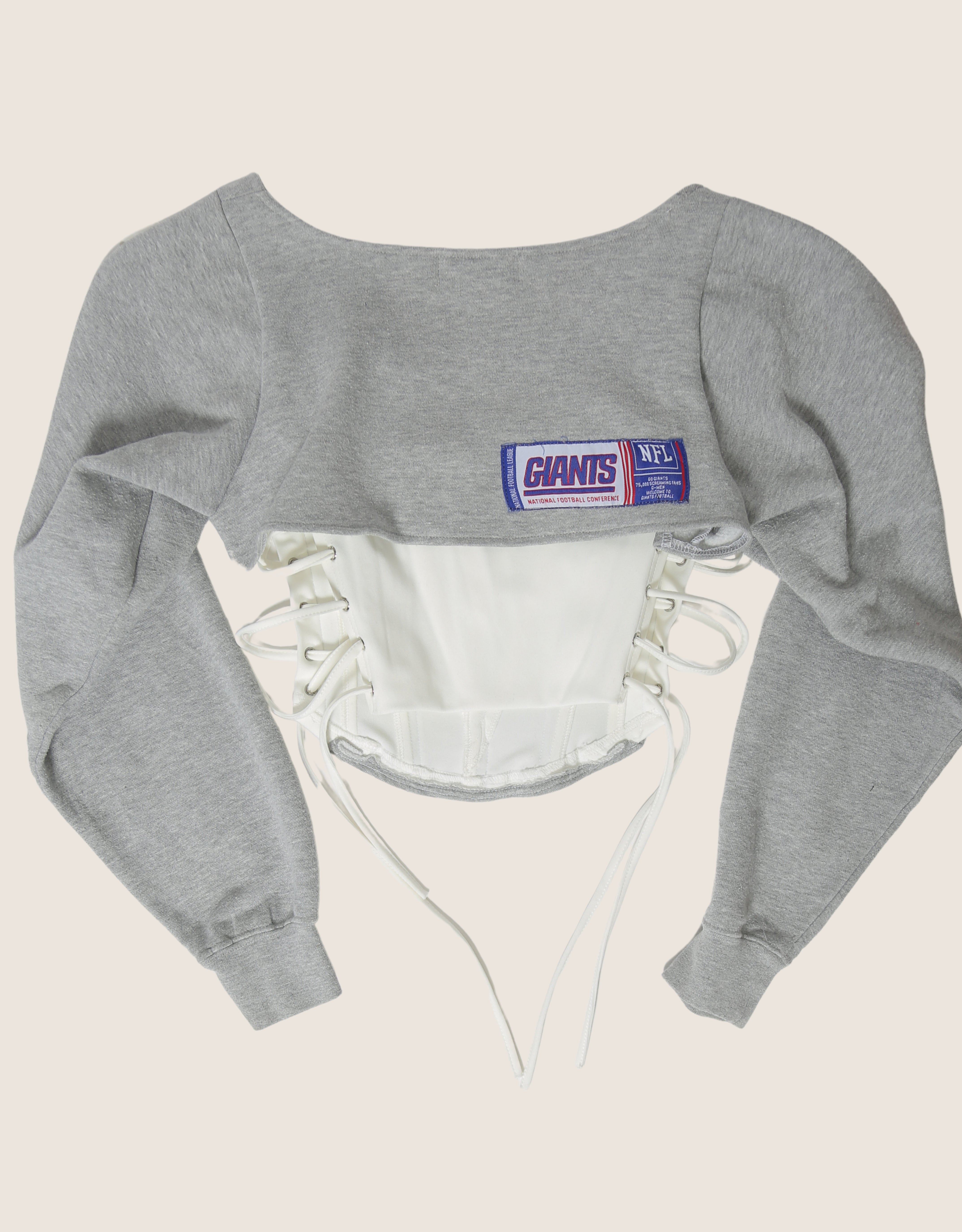 ny giants reworked side lace corset with sweatshirt shrug (small)