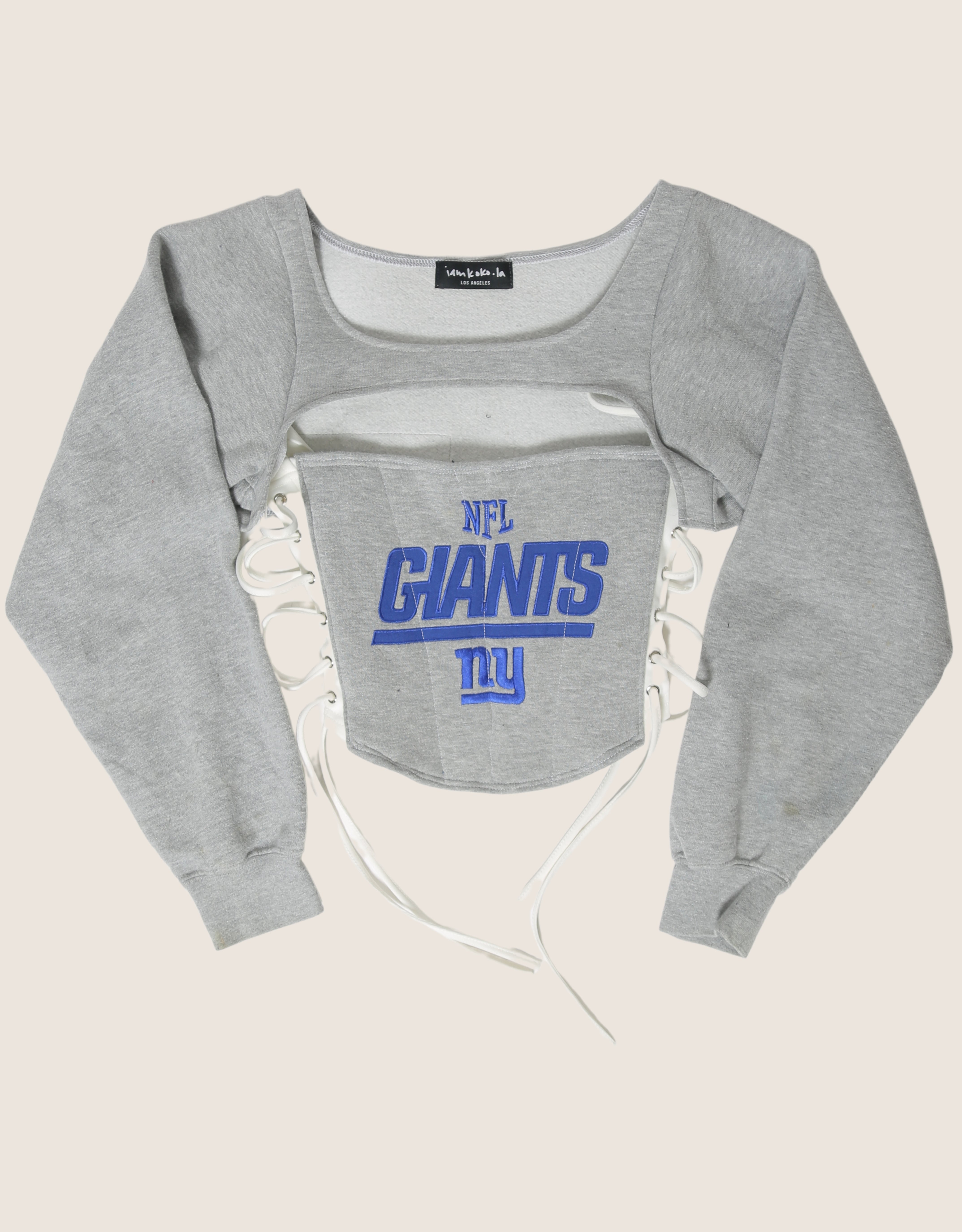 ny giants reworked side lace corset with sweatshirt shrug (small)