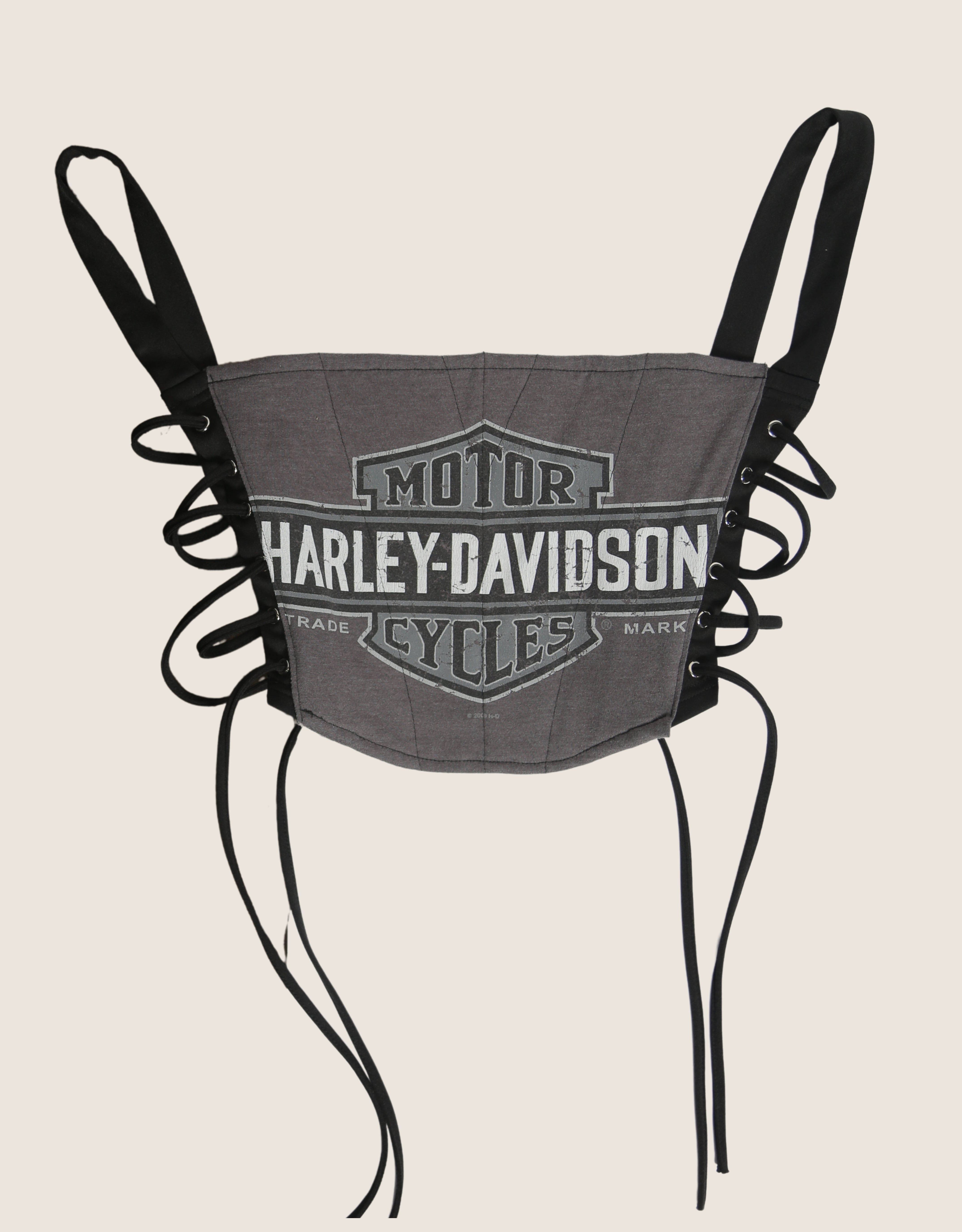 harley grey logo side lace cropped corset (M)