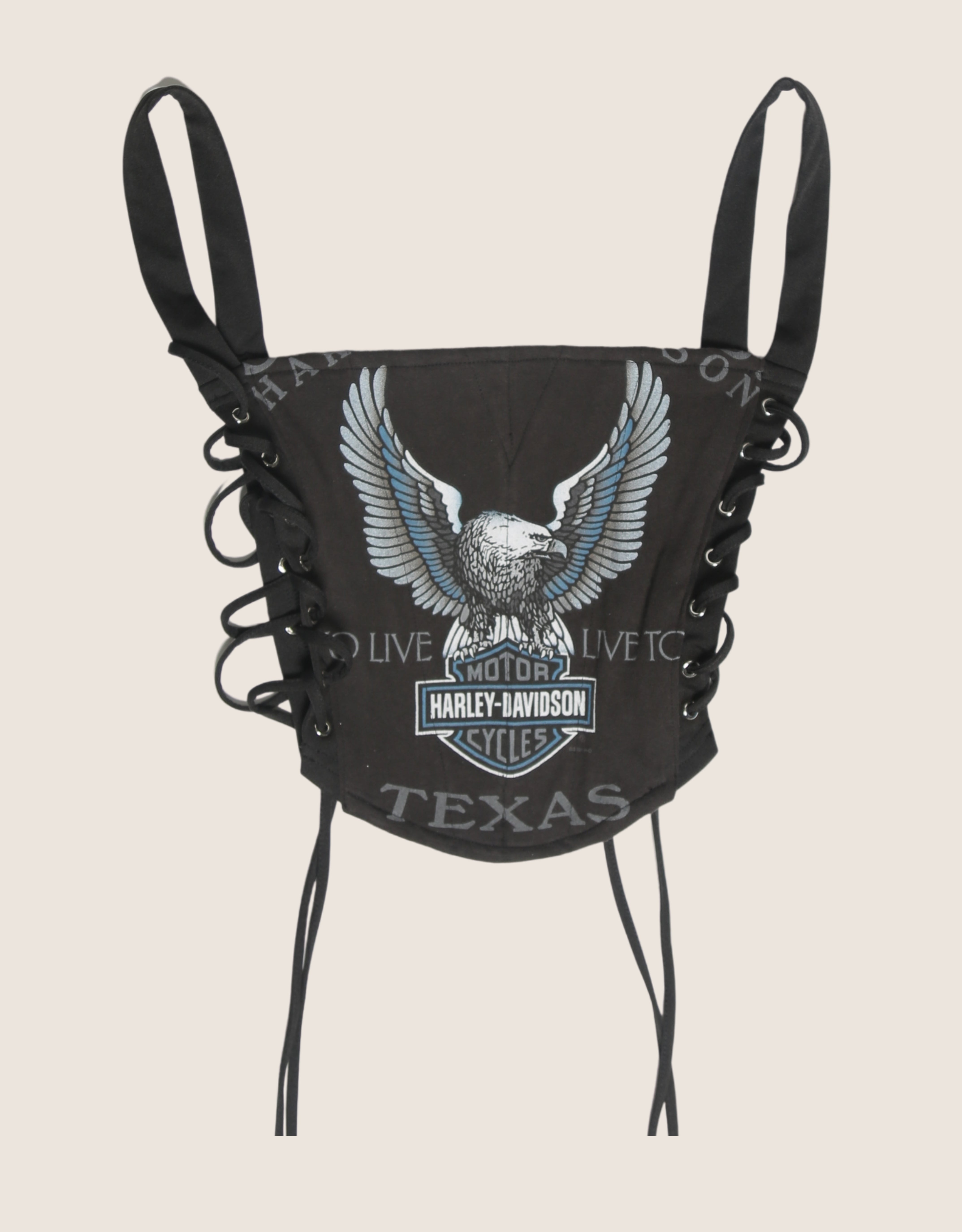 harley texas eagle side lace full length corset (S)