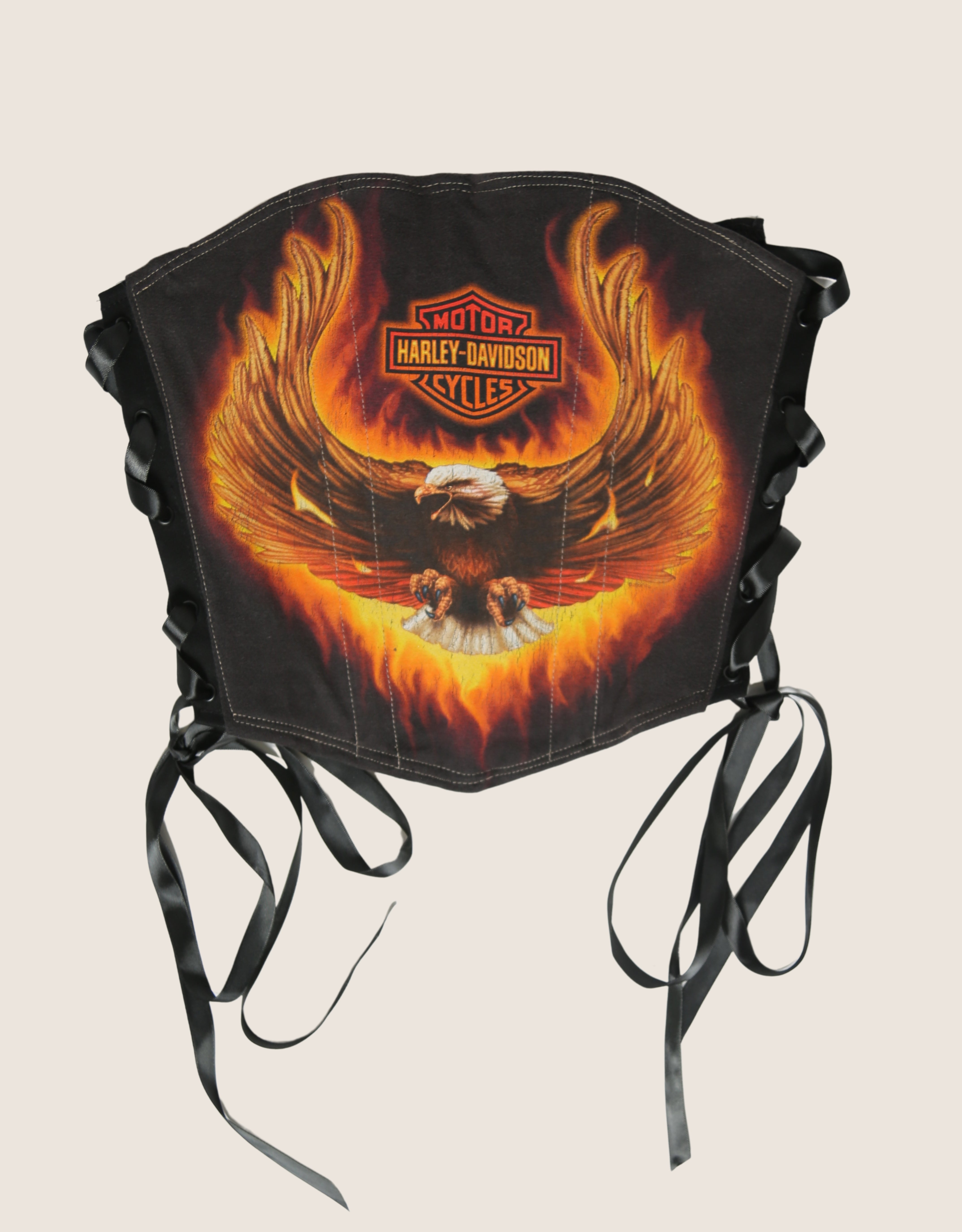 harley eagle side lace strapless corset